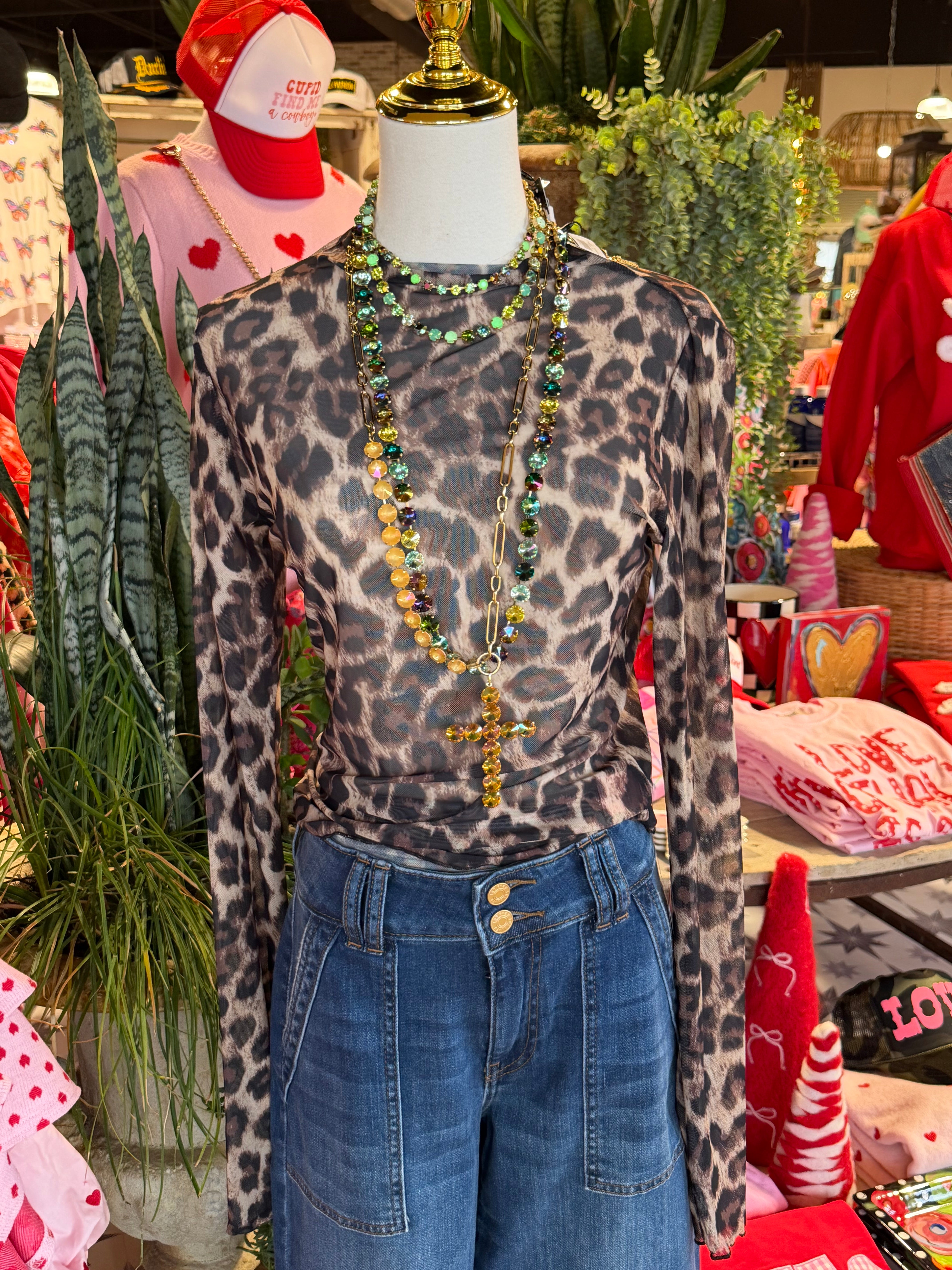 Bambi Leopard Mesh Top