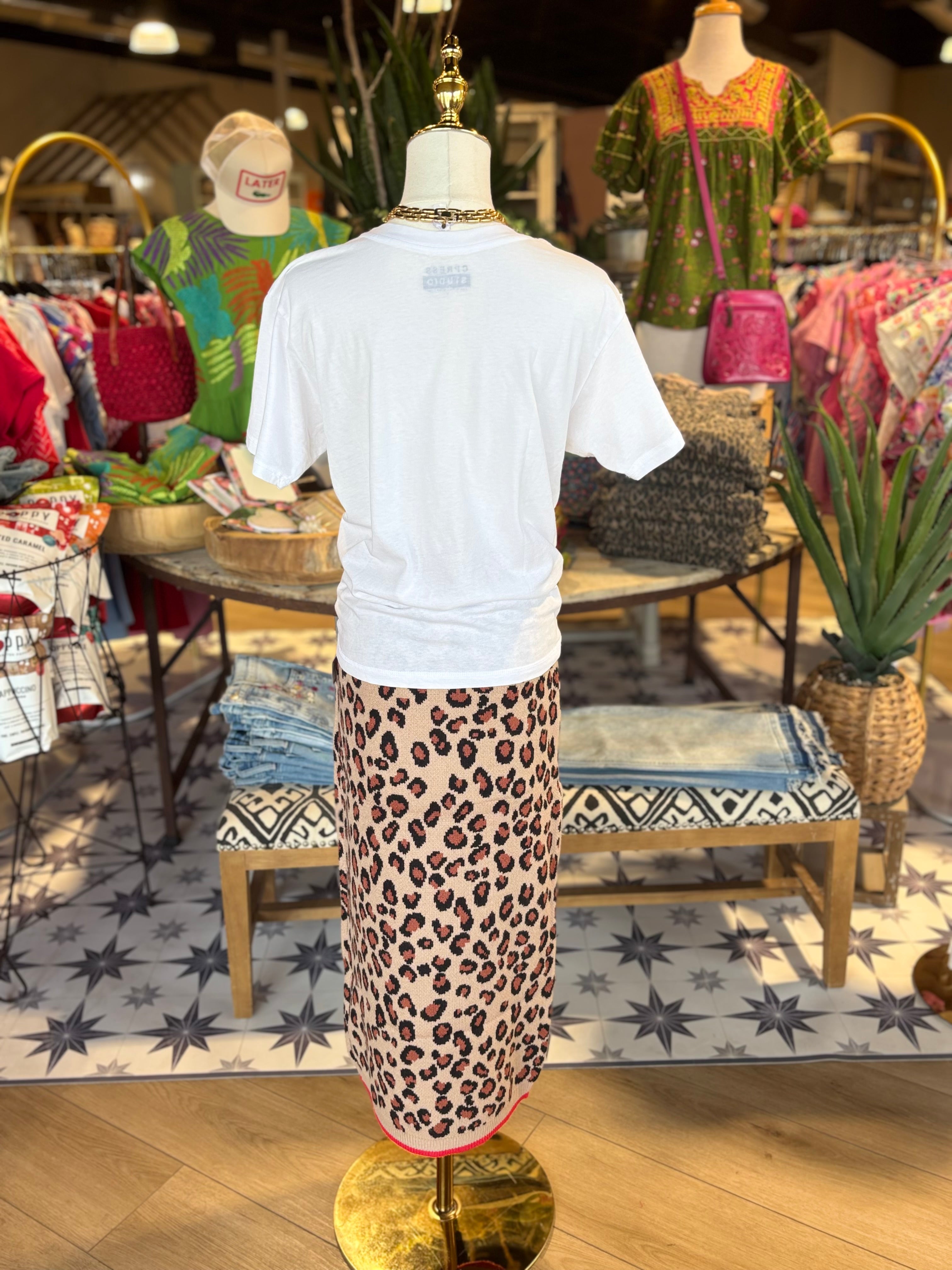 Leopard Sweater Knit Skirt