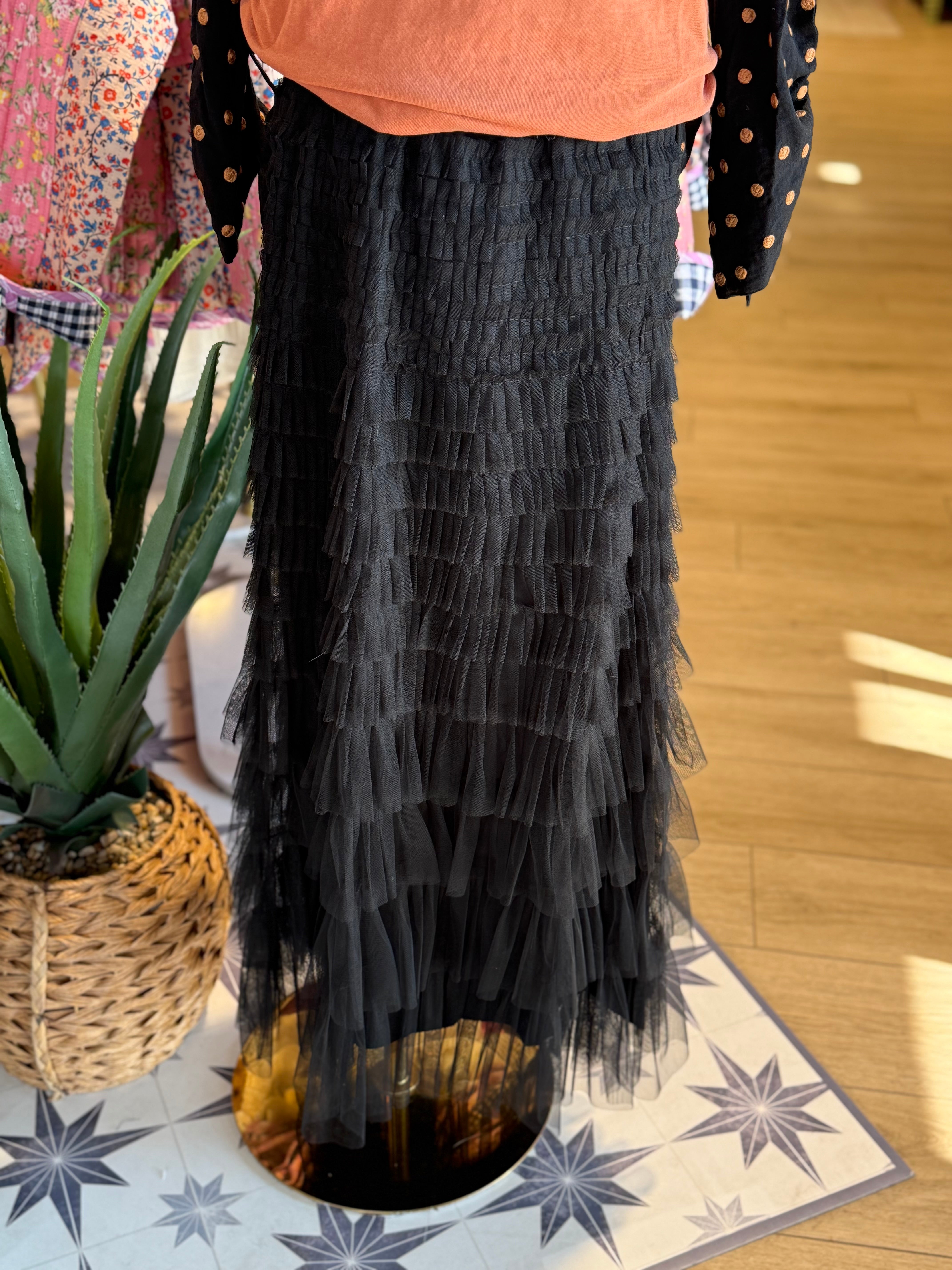 Black Tiered Tulle Skirt