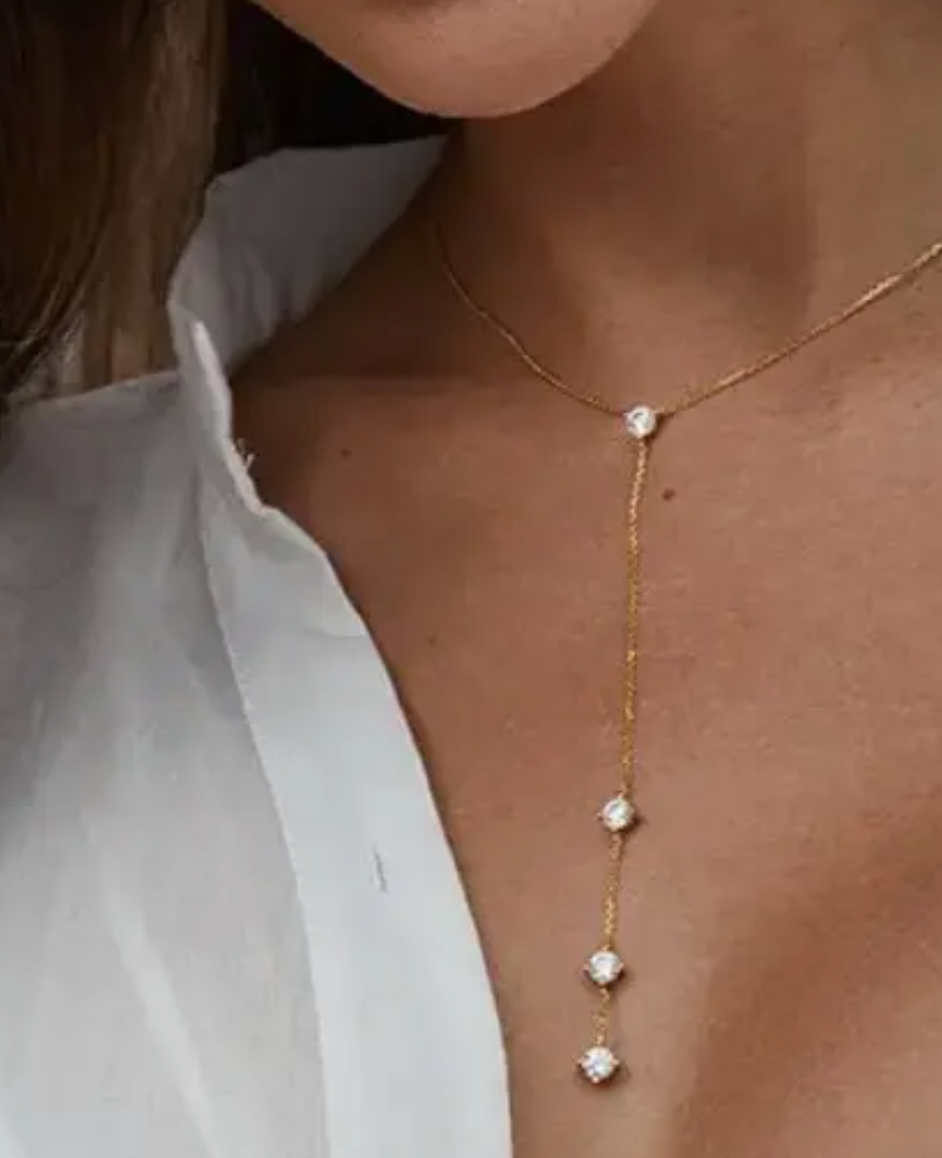 Luster Minimalist Gold Lariat Necklace-