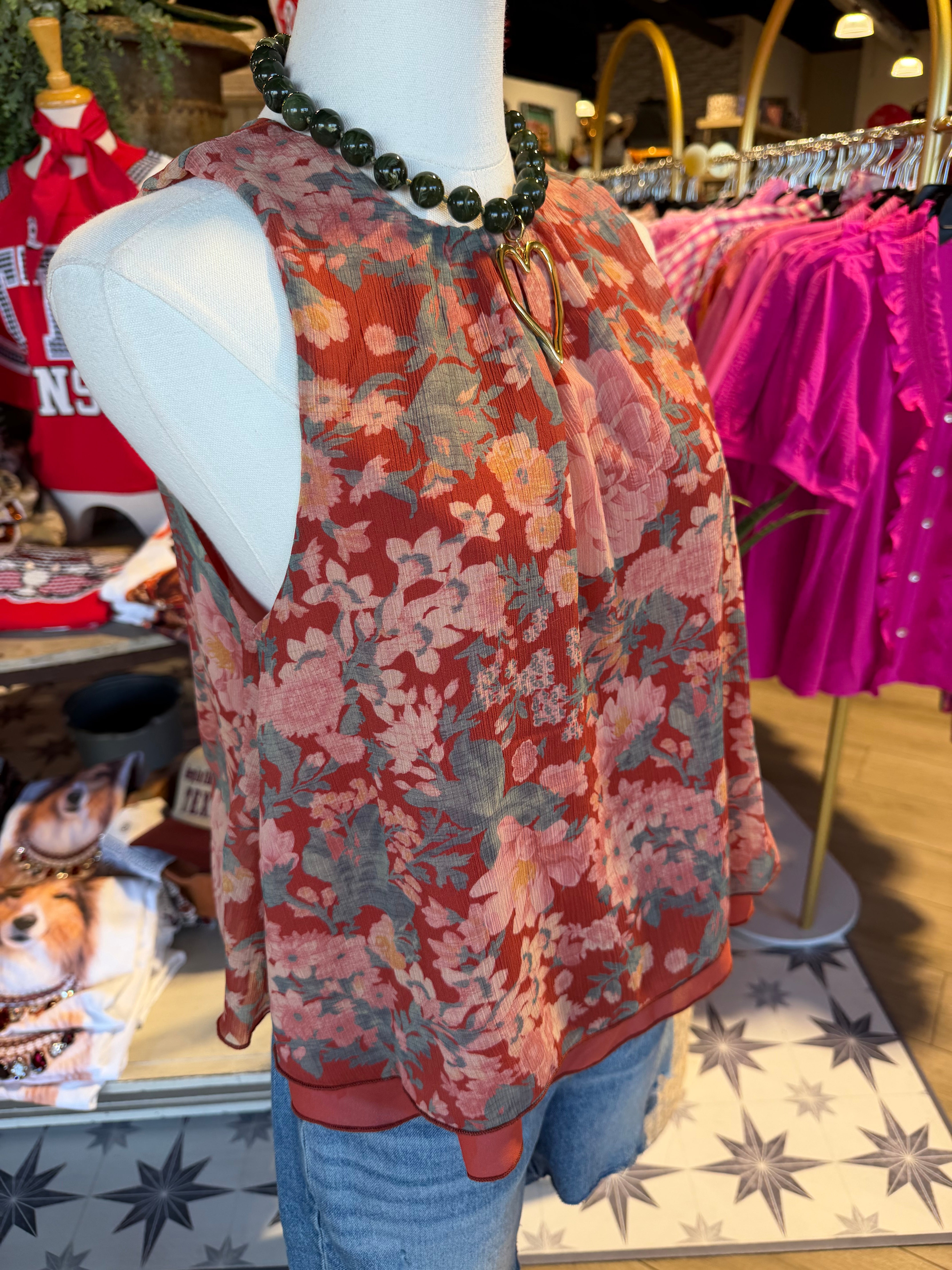 Chiffon Floral Print Sleeveless Top