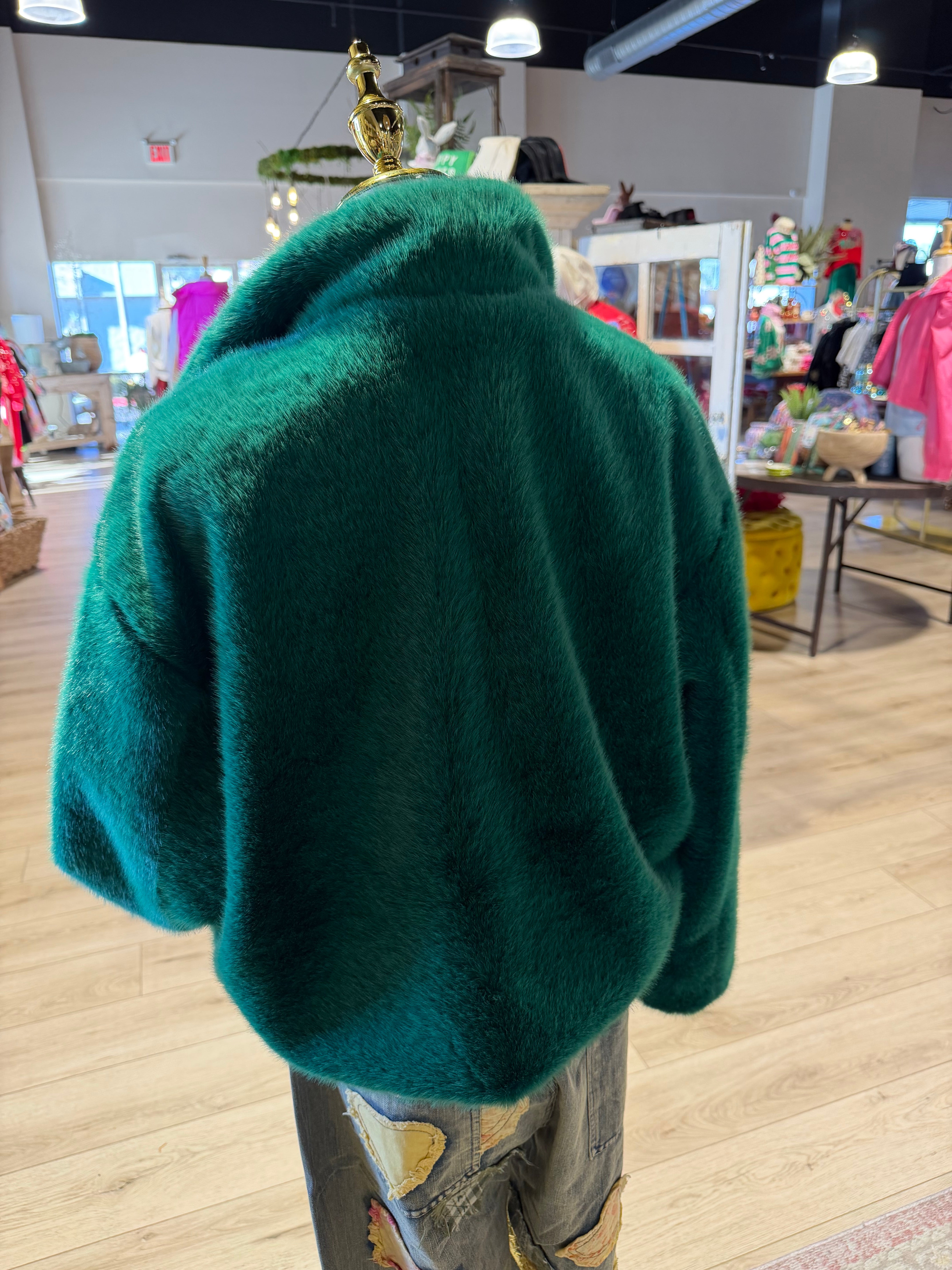 Fiona Emerald Fur Jacket