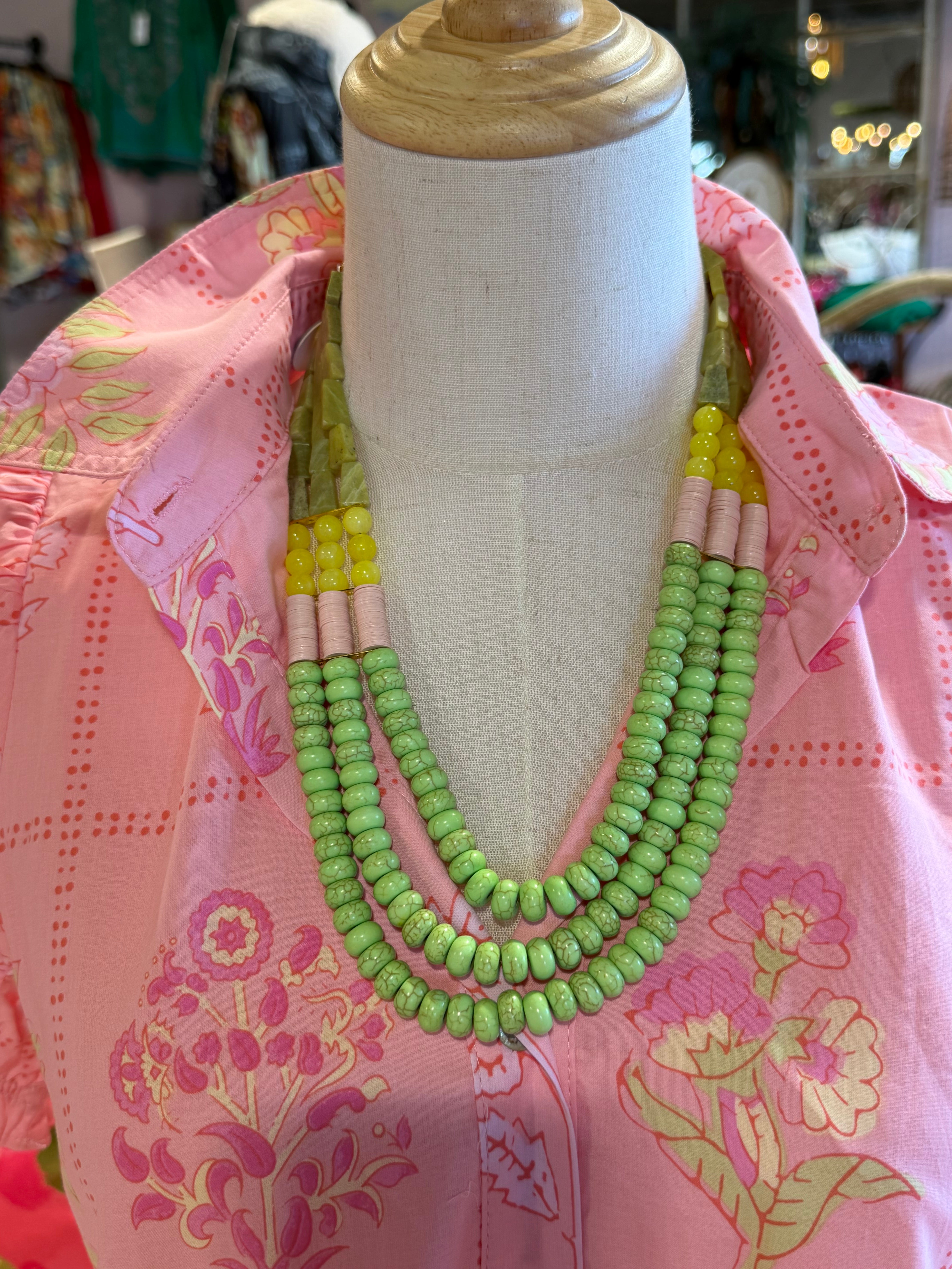 The Emery Collared Button Up Dress - Pink & Green Floral