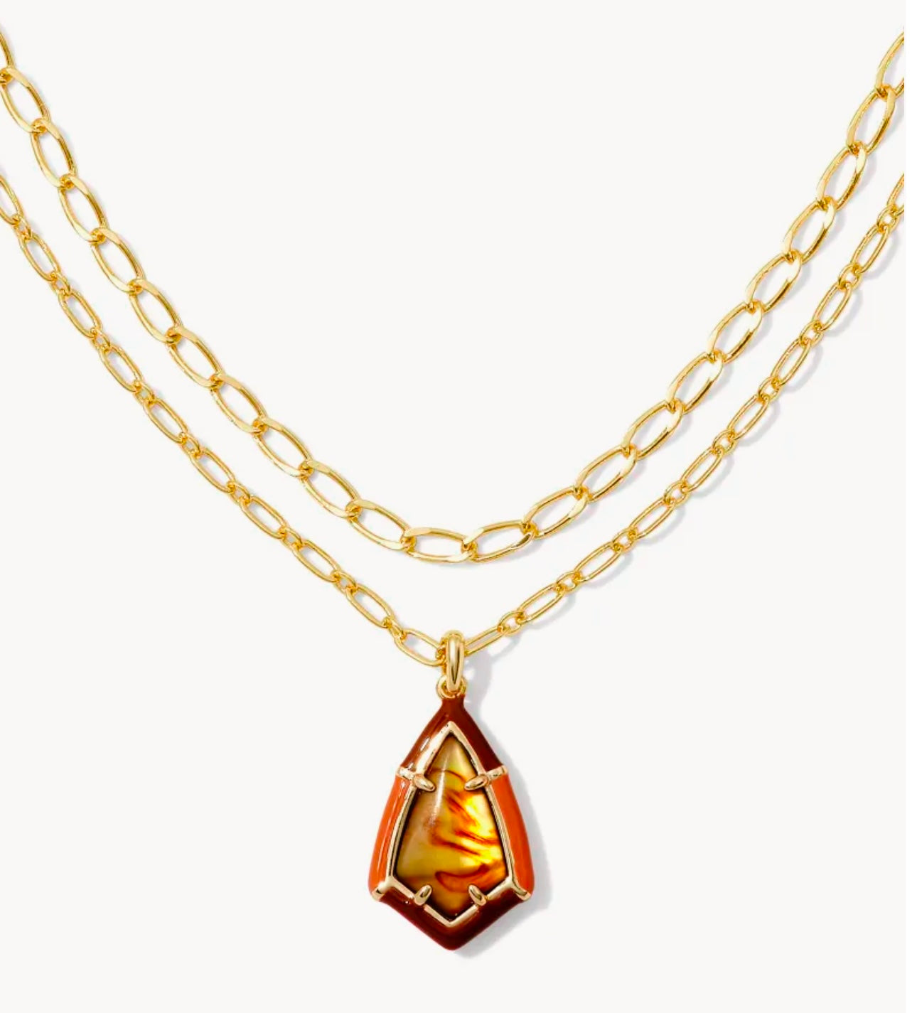 Camry Gold Enamel Frame Multi Strand Necklace