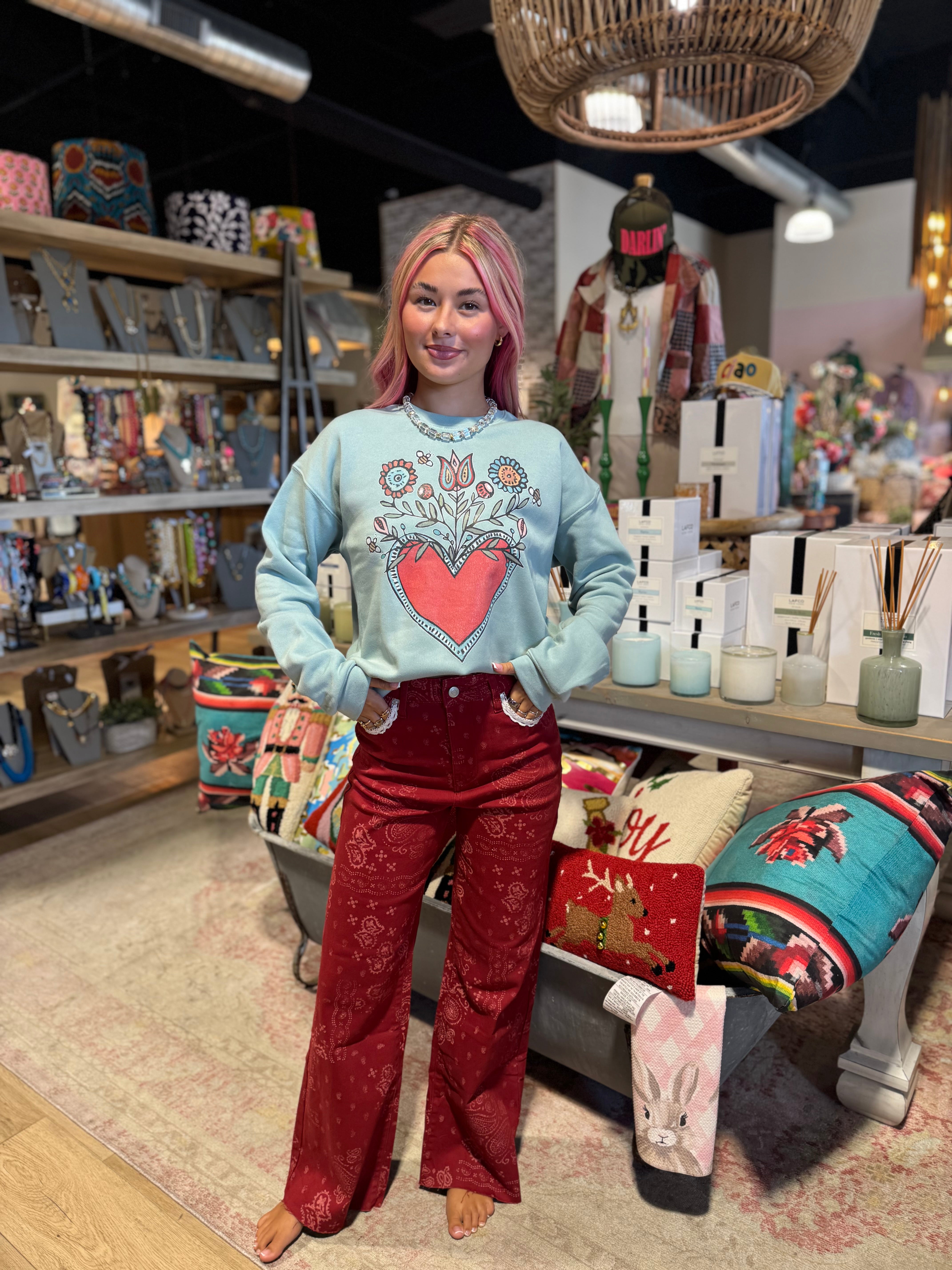 Folk Art  Heart Sweatshirt