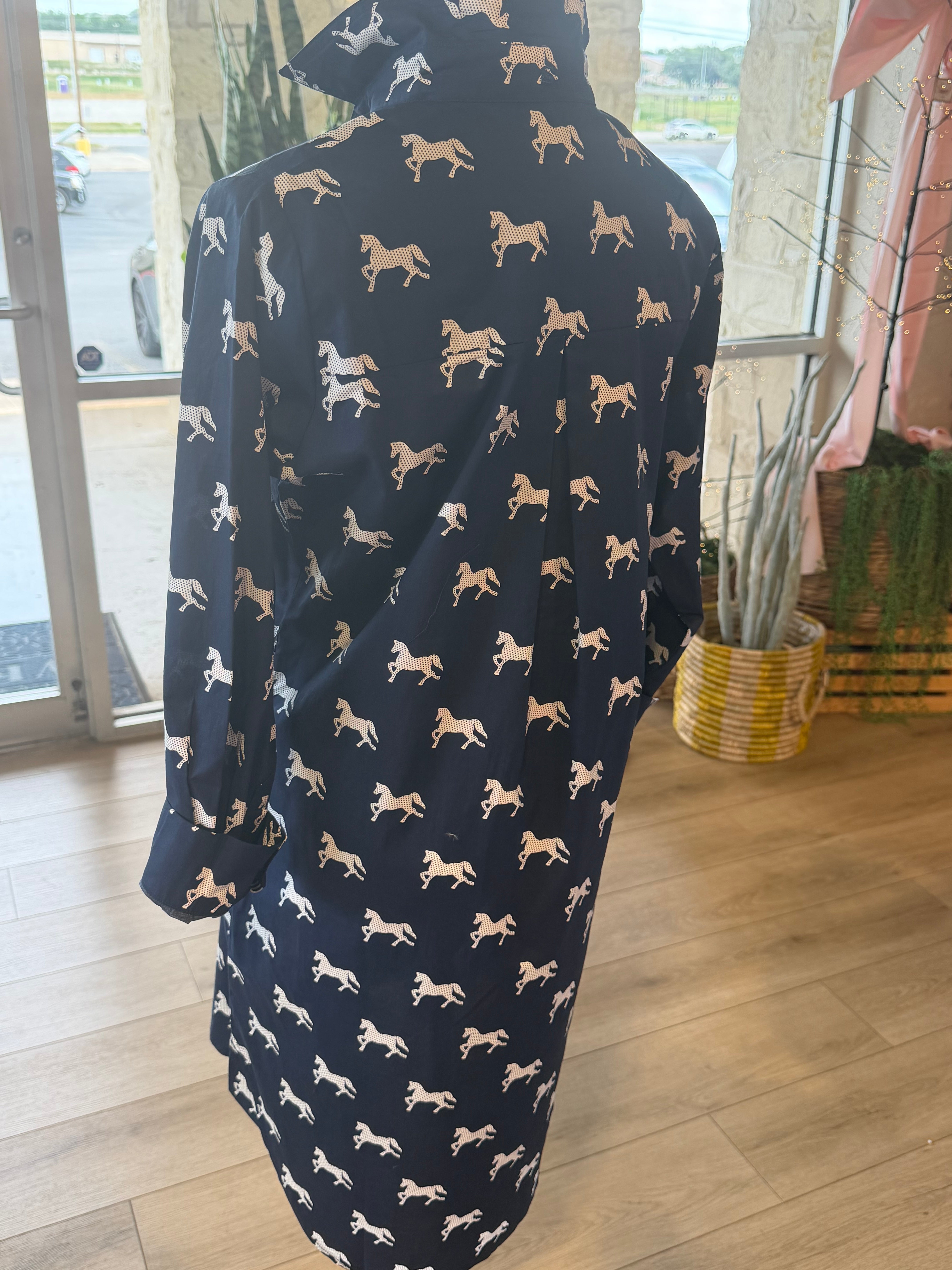 Navy Pony Club Shirt Dress