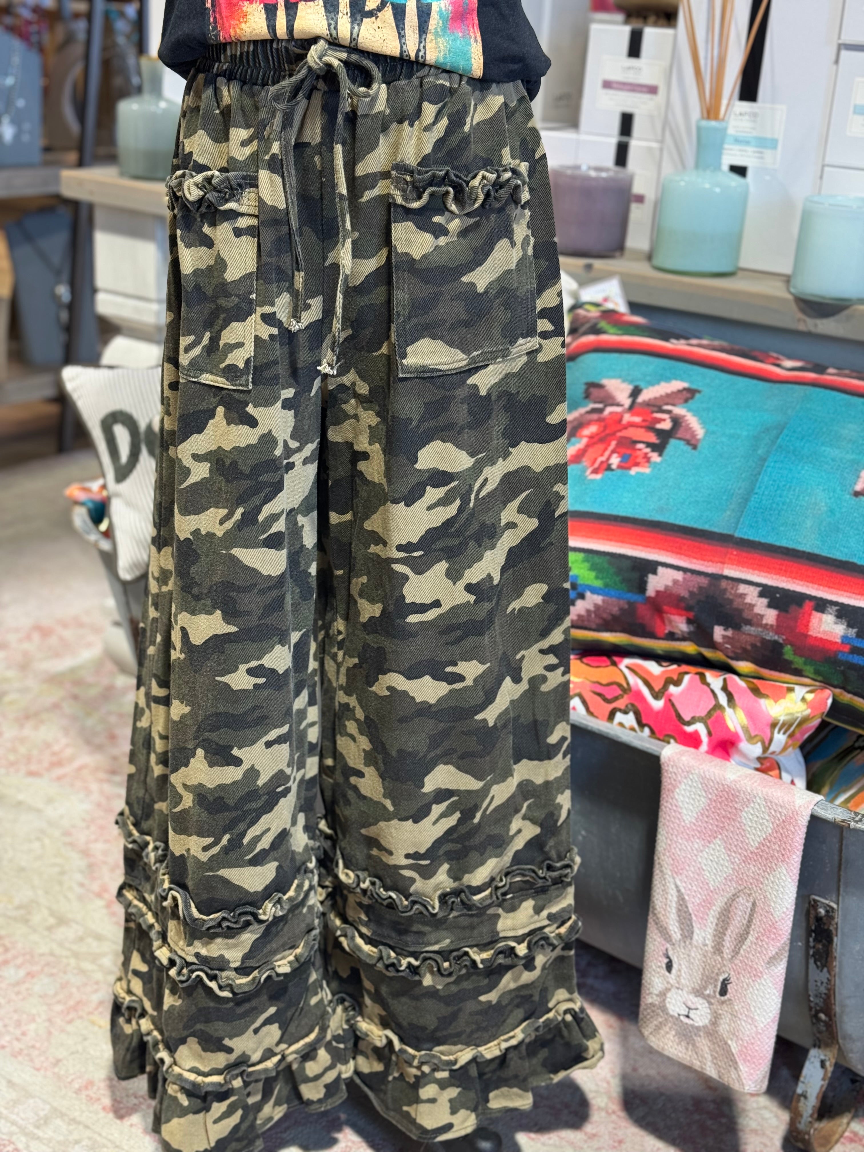 Camo Double Ruffle Jeans