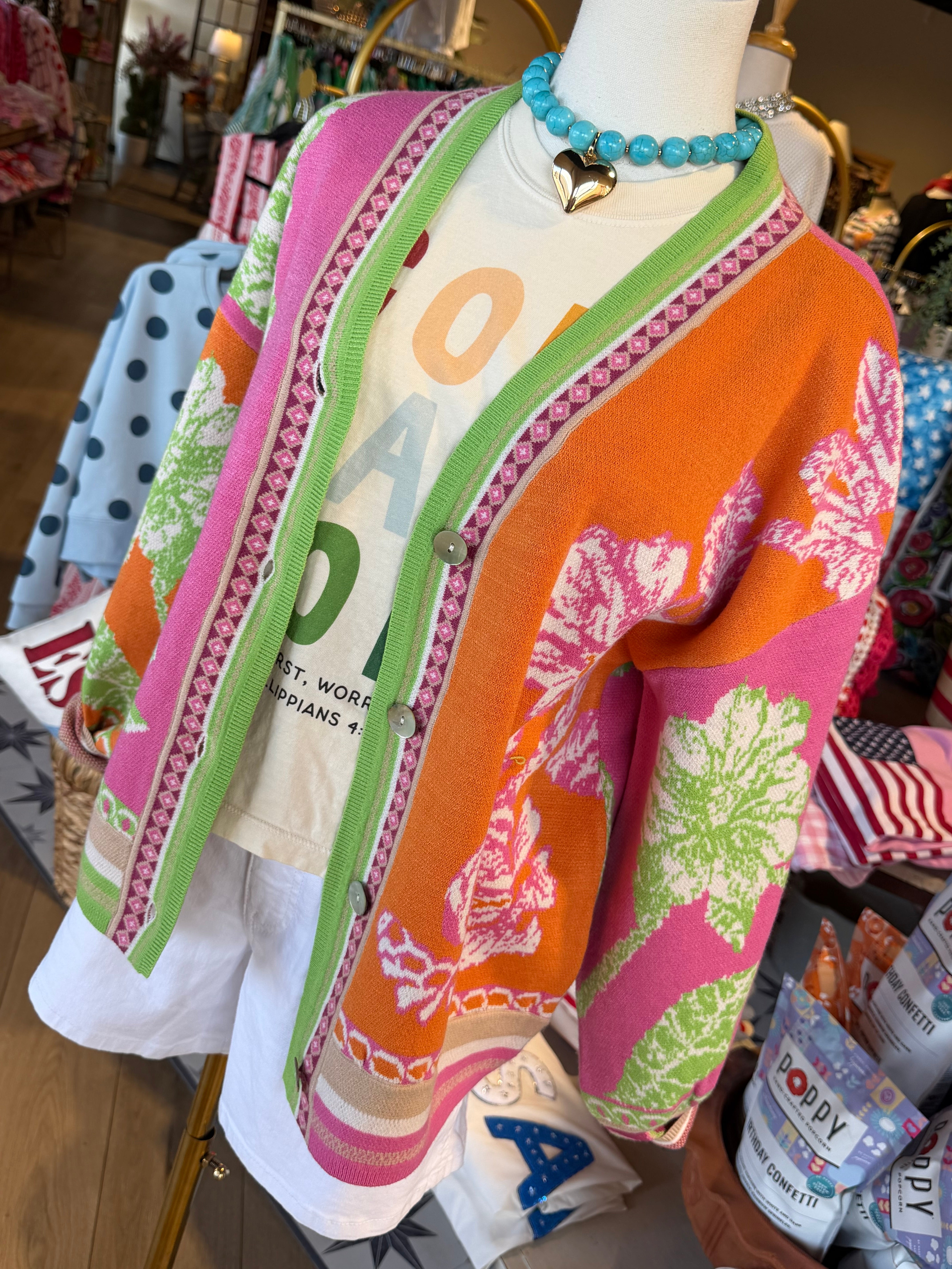 Floral Border Cardigan