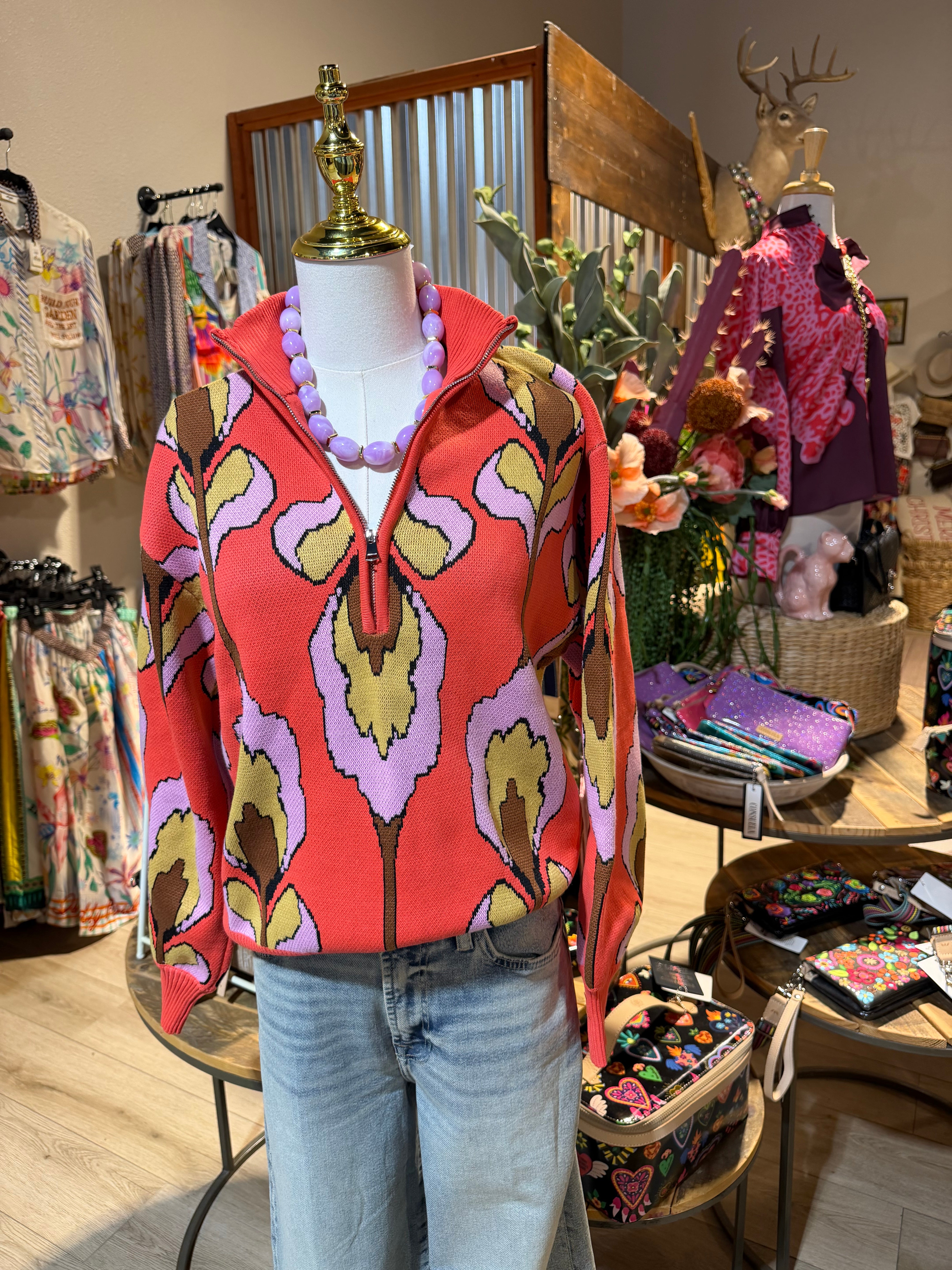 Floral Printed Sweater Top