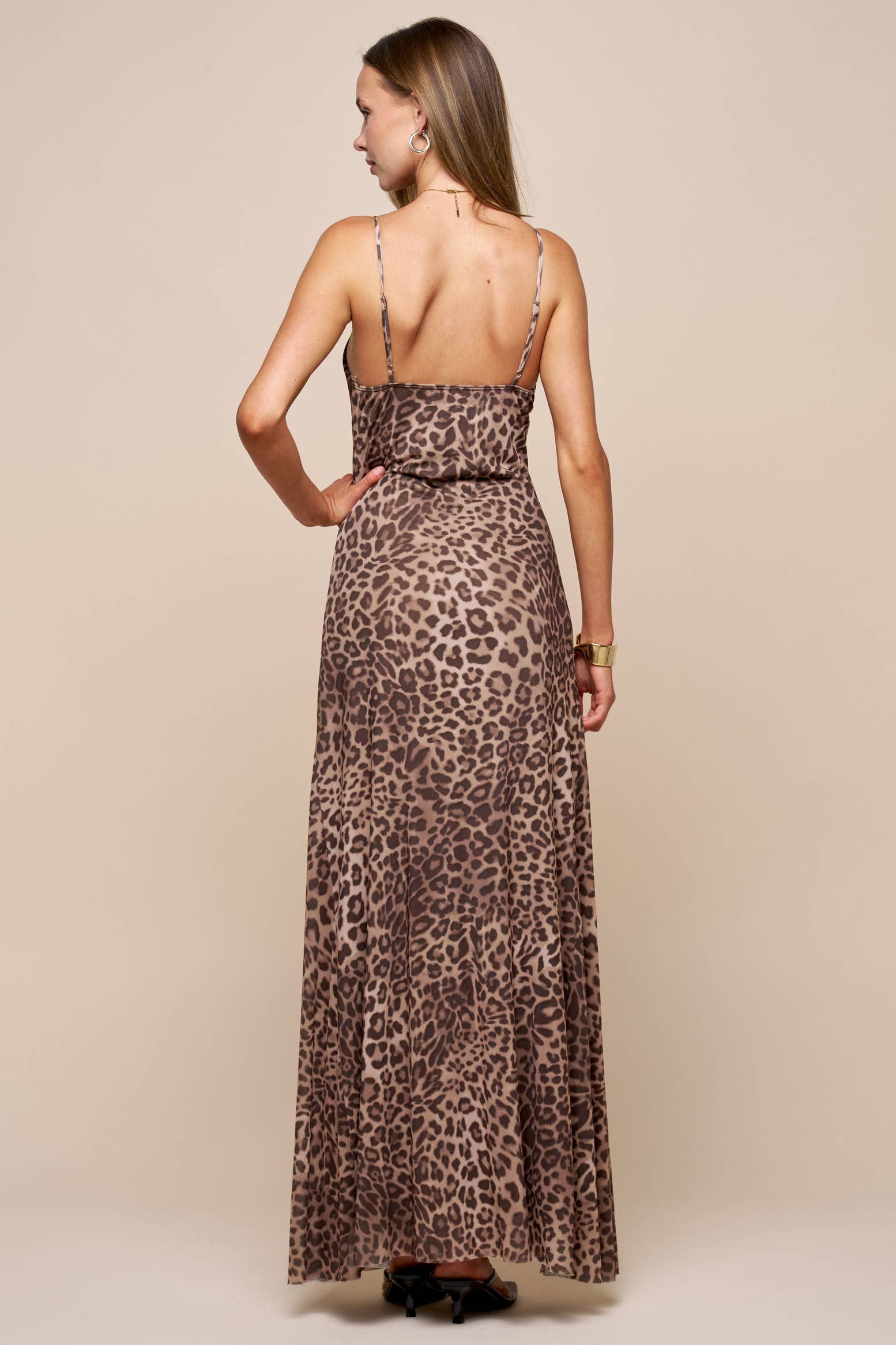 Cheetah Print V-Neck Maxi Dress