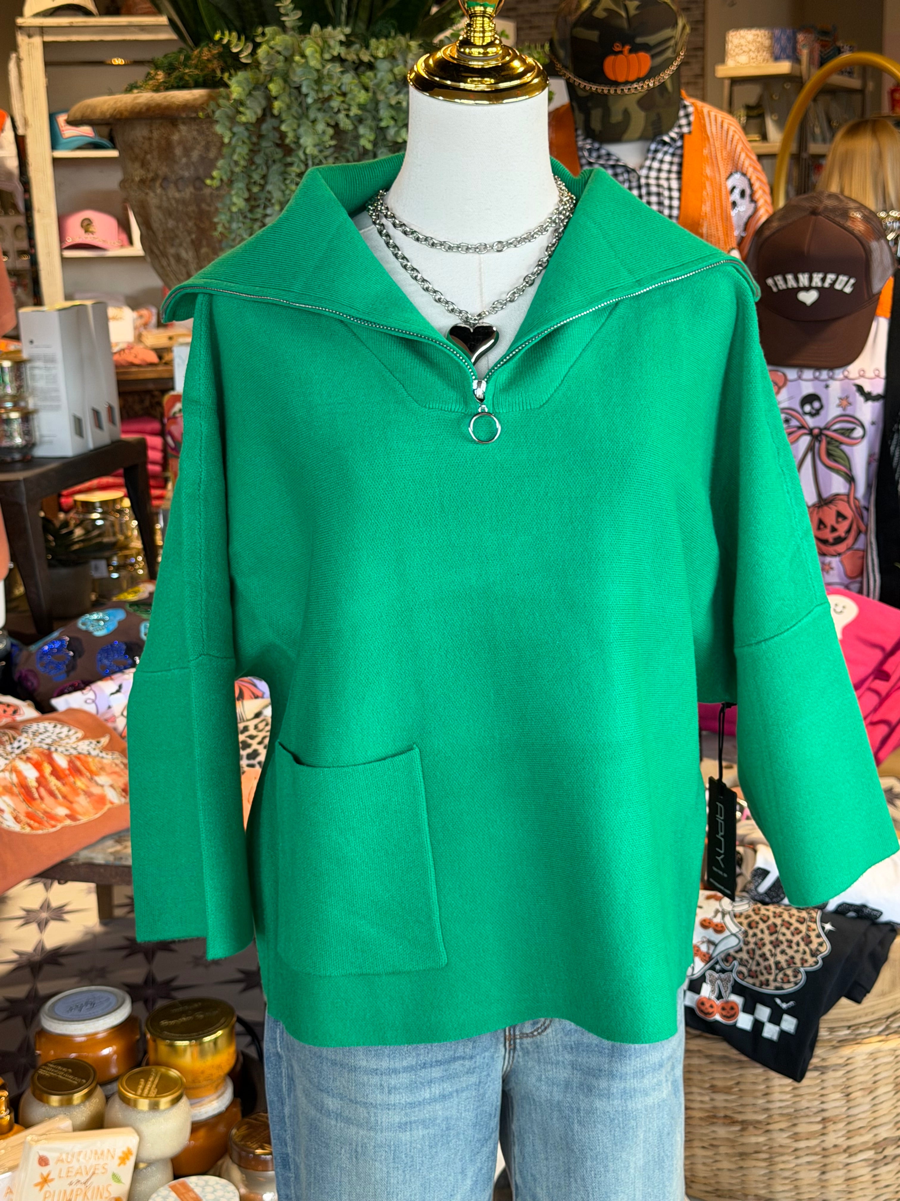 Emerald Half Pull Over Top