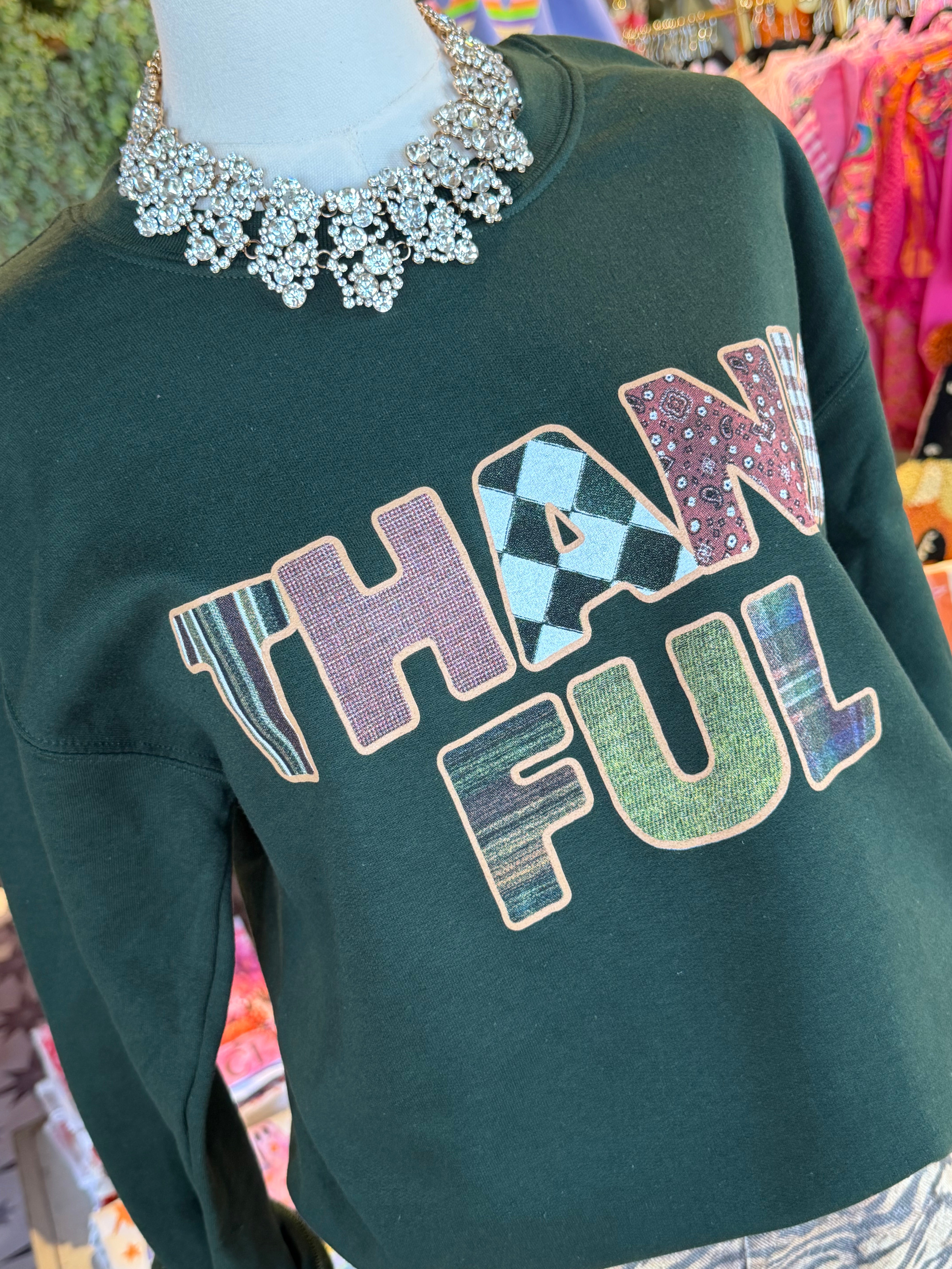 THANKFUL PATCHWORK SWEATSHIRT