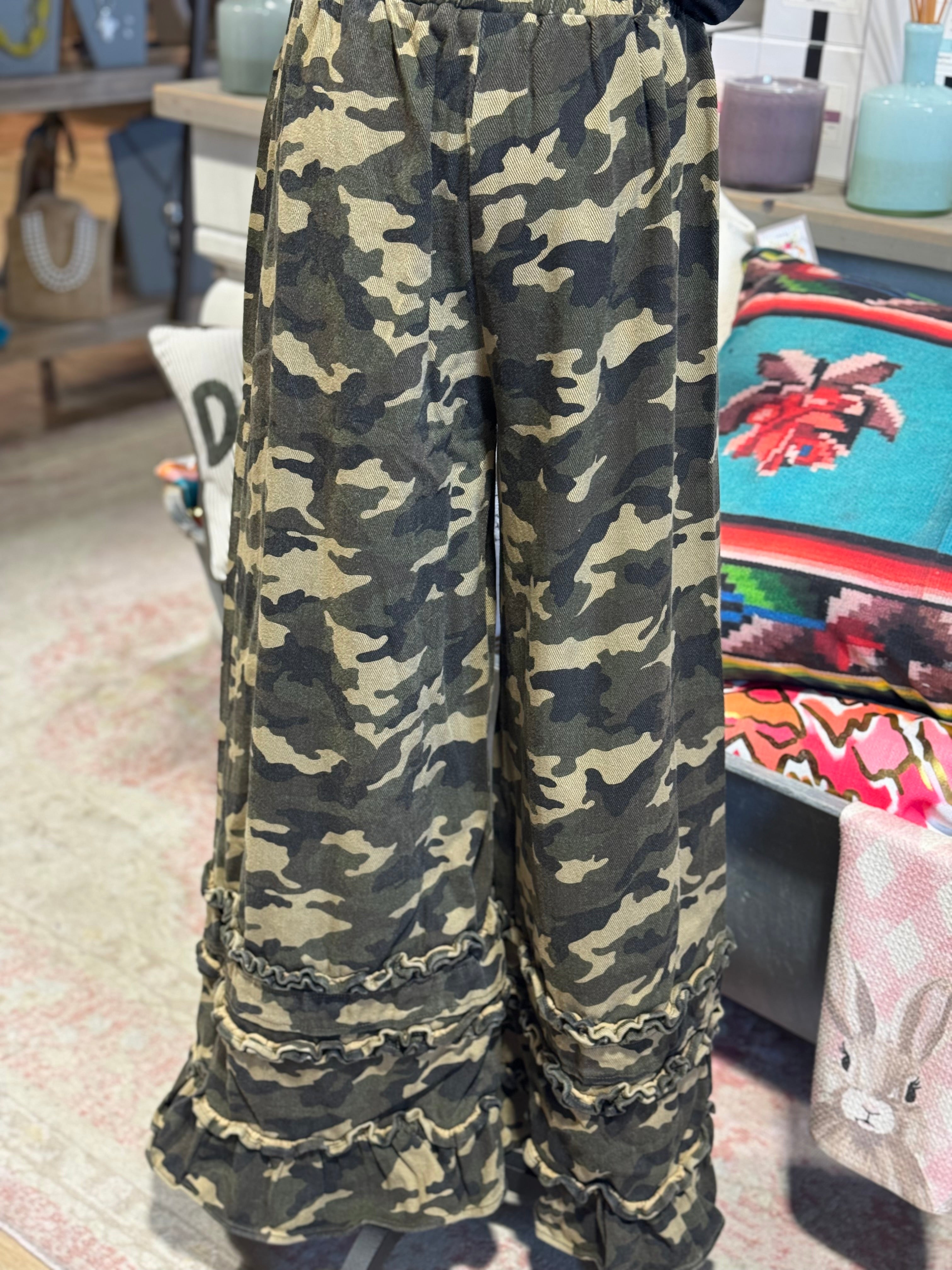 Camo Double Ruffle Jeans