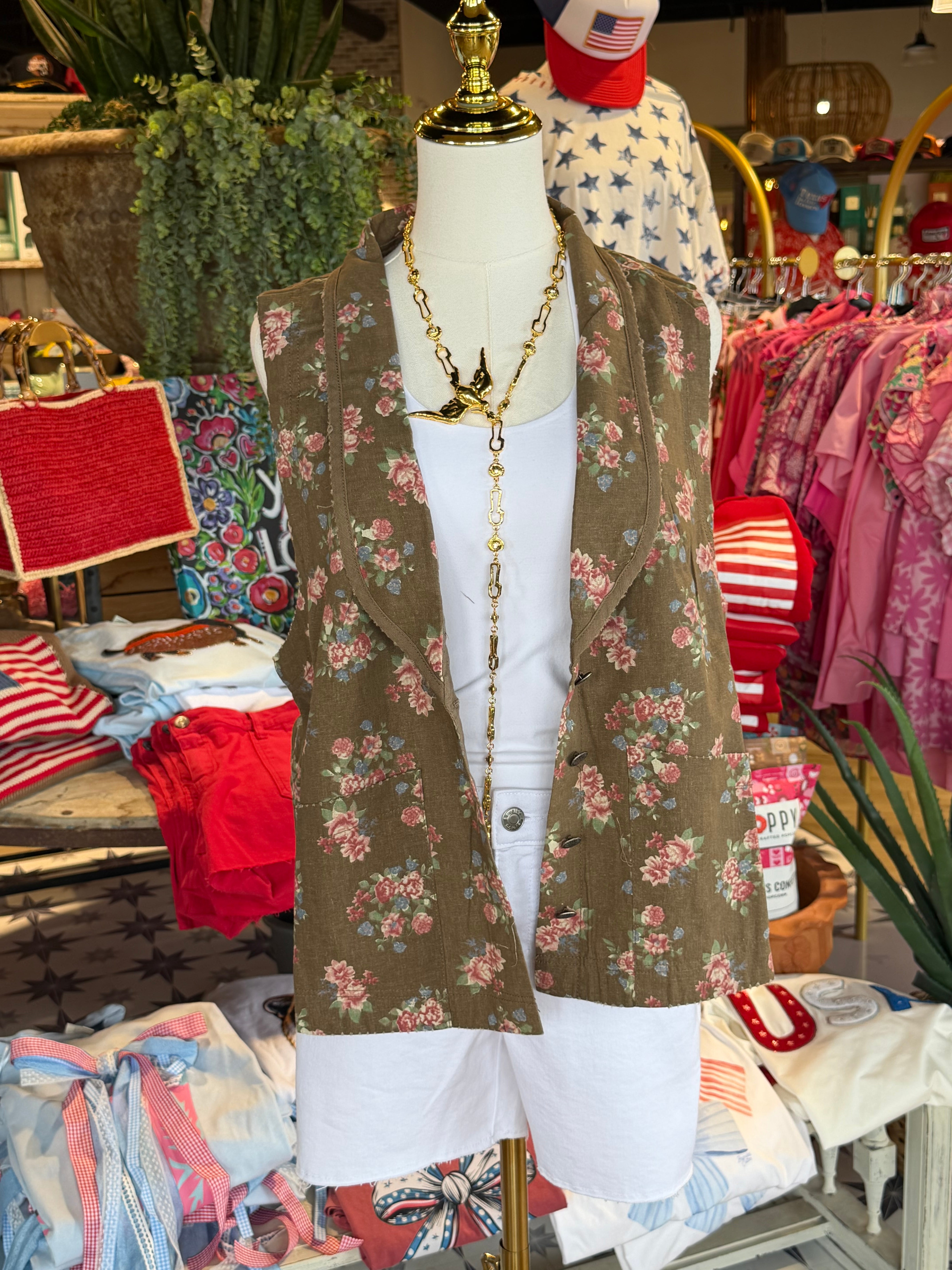 Spellbound Vest - Chocolate Floral