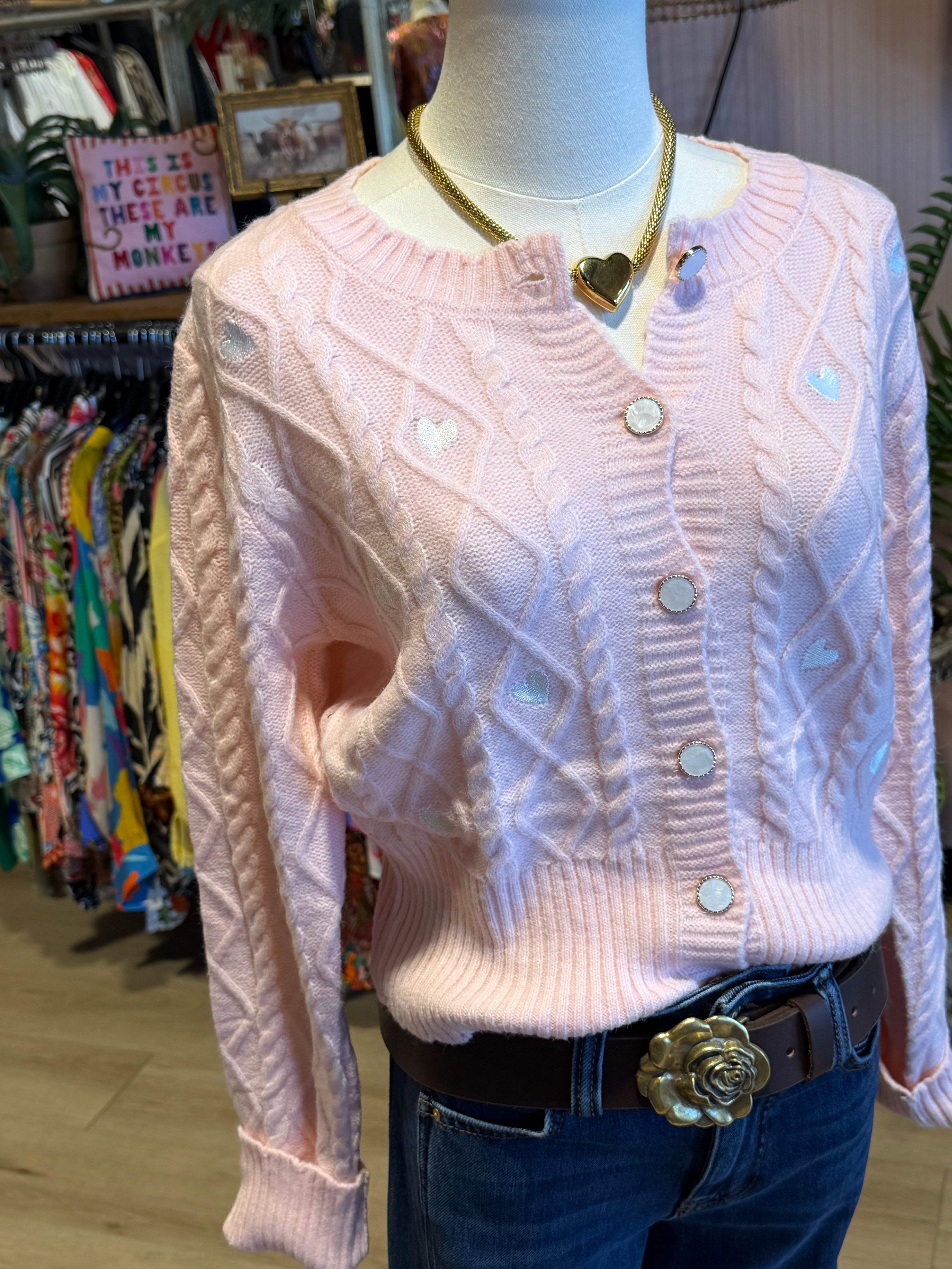 Cable Knit Heart Cardigan