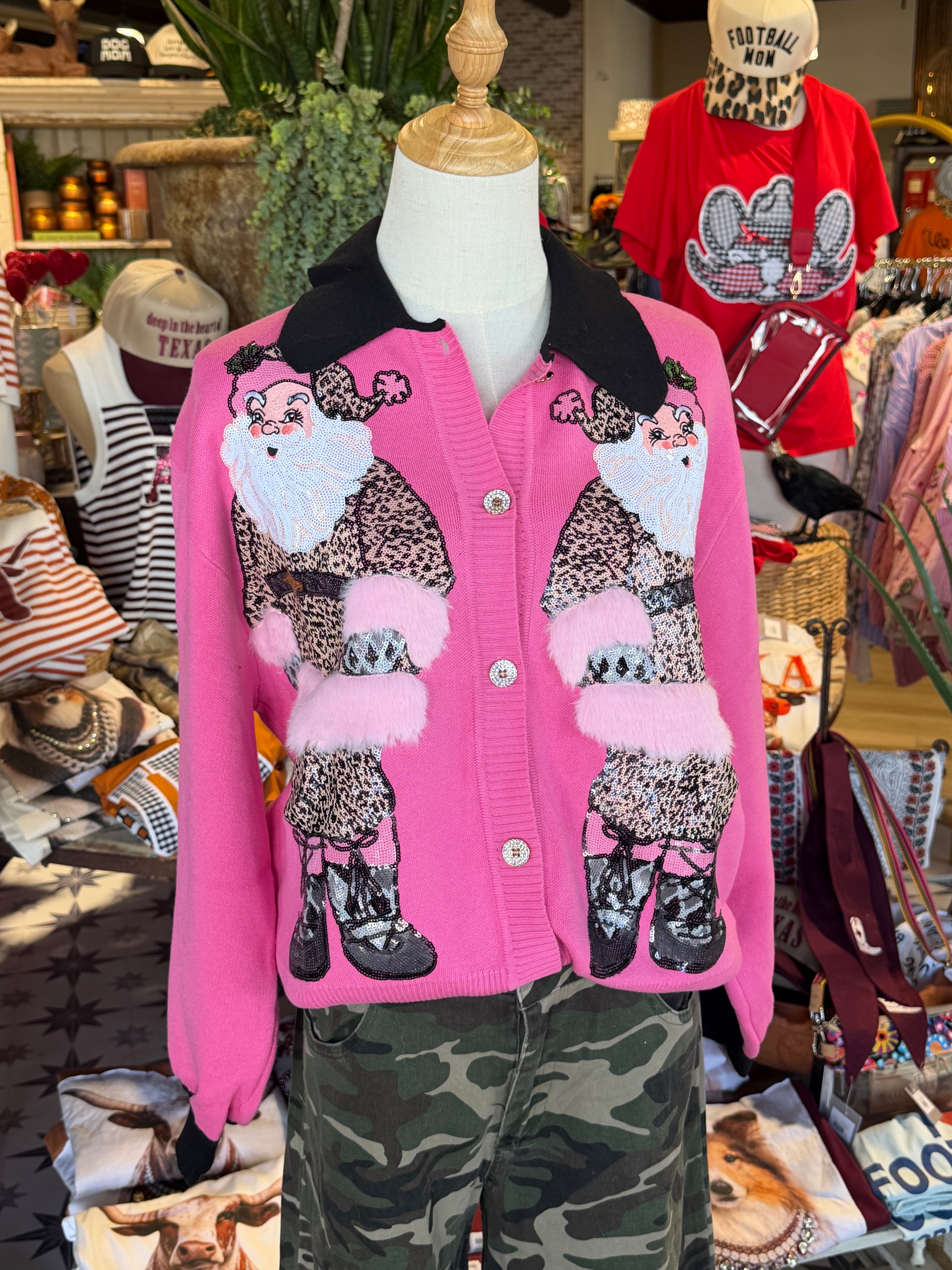 Pink And Black Leopard Santa