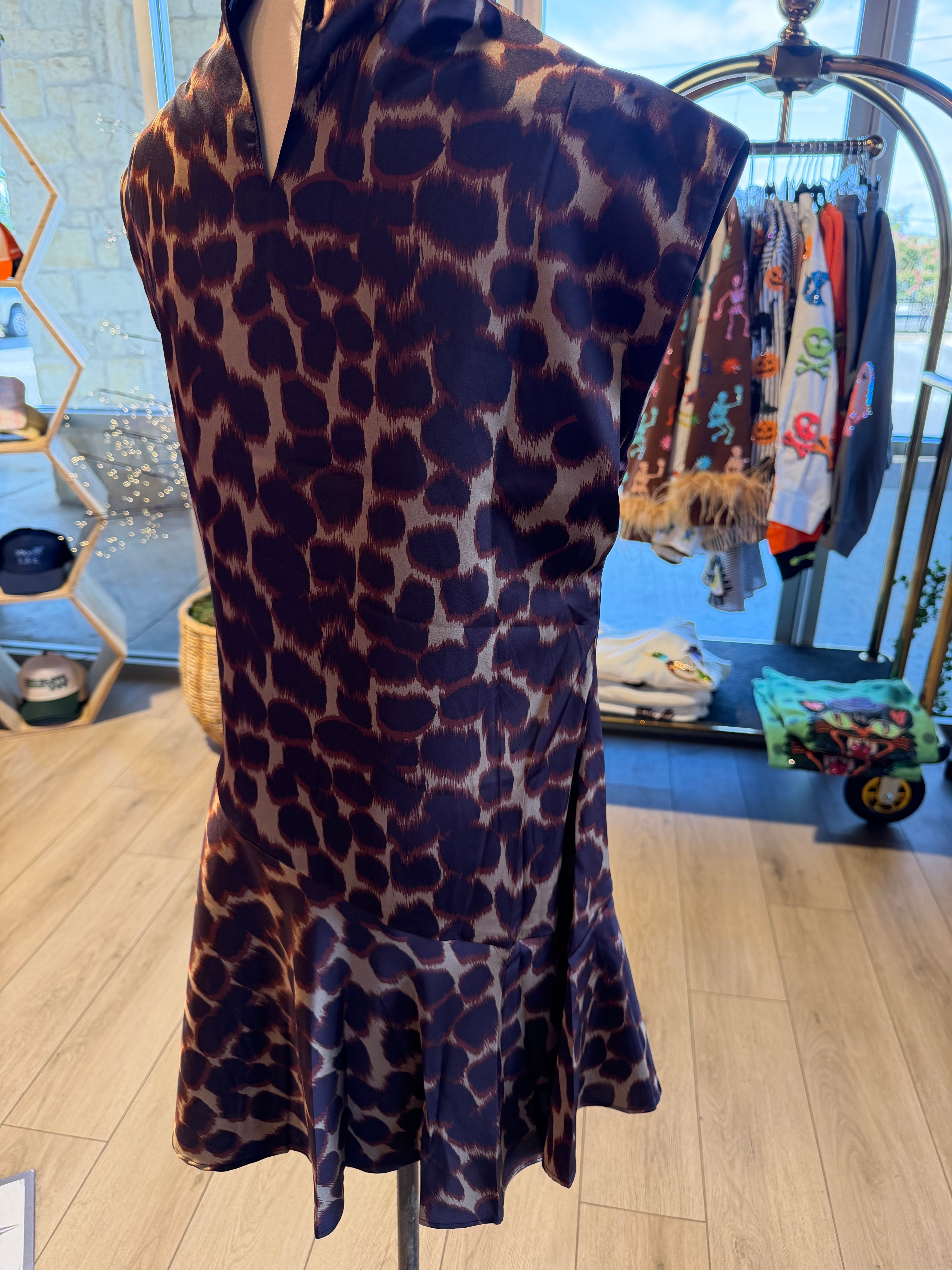 Silk Animal Print Dress