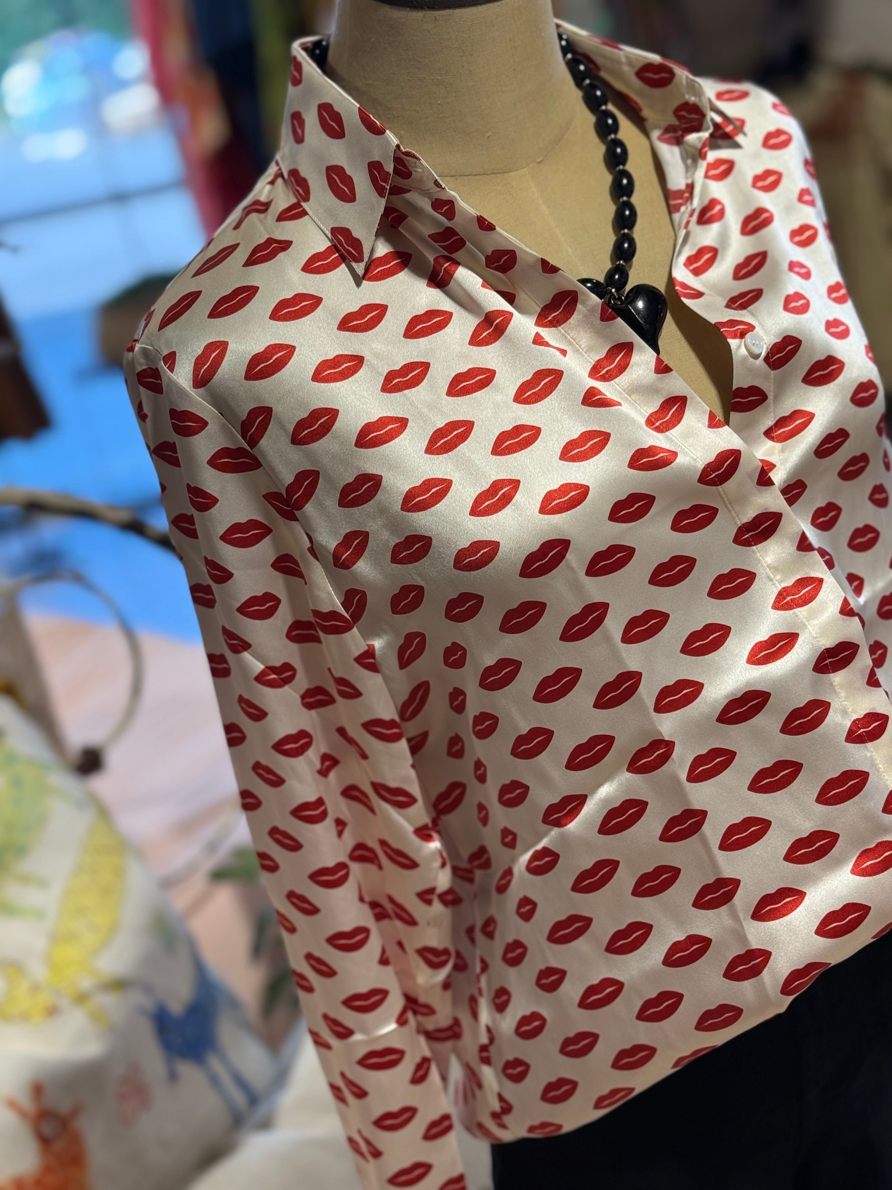 Lip Party Silk Blouse