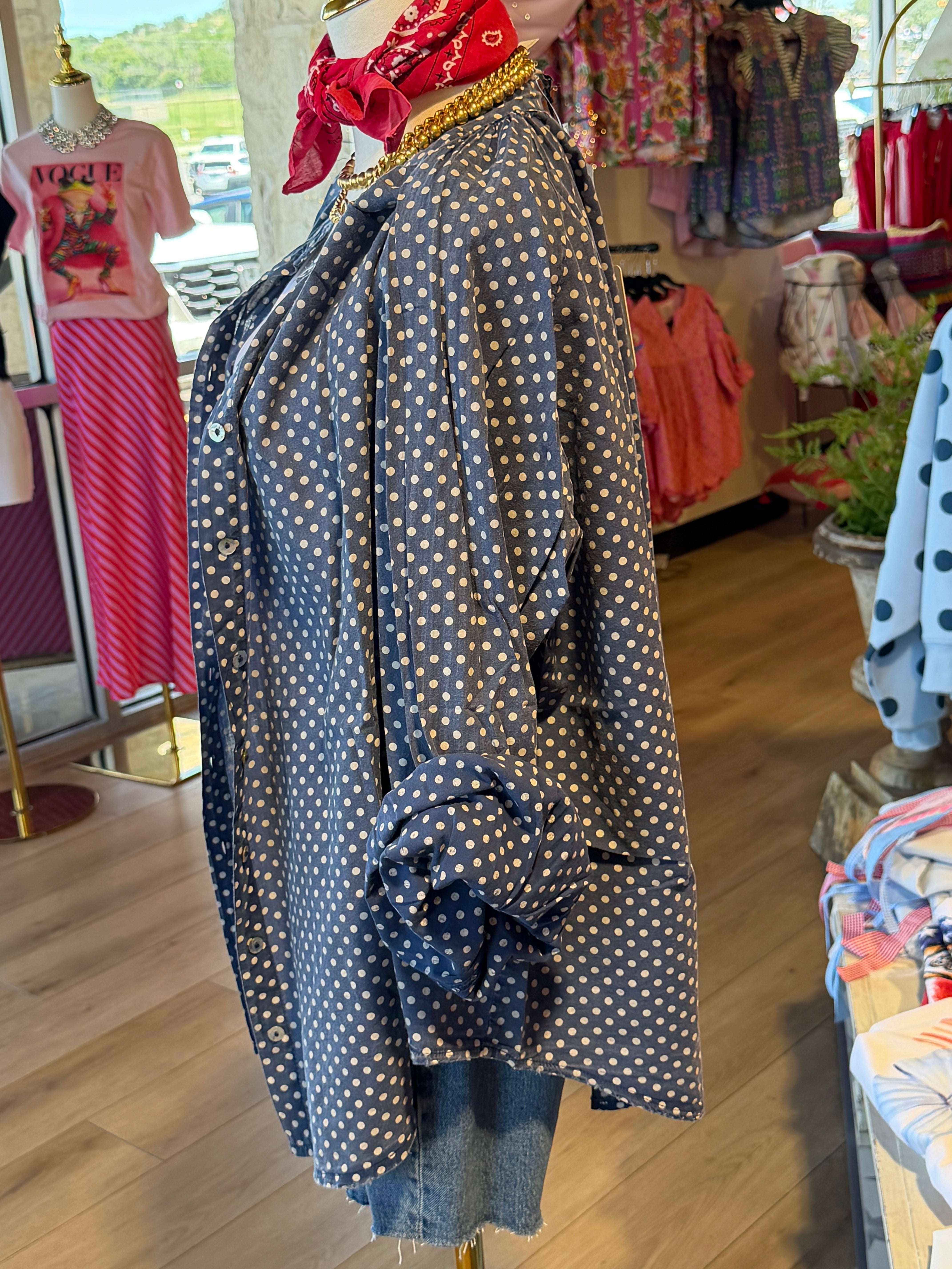 Sweet Nothings Shirt - Navy Dot