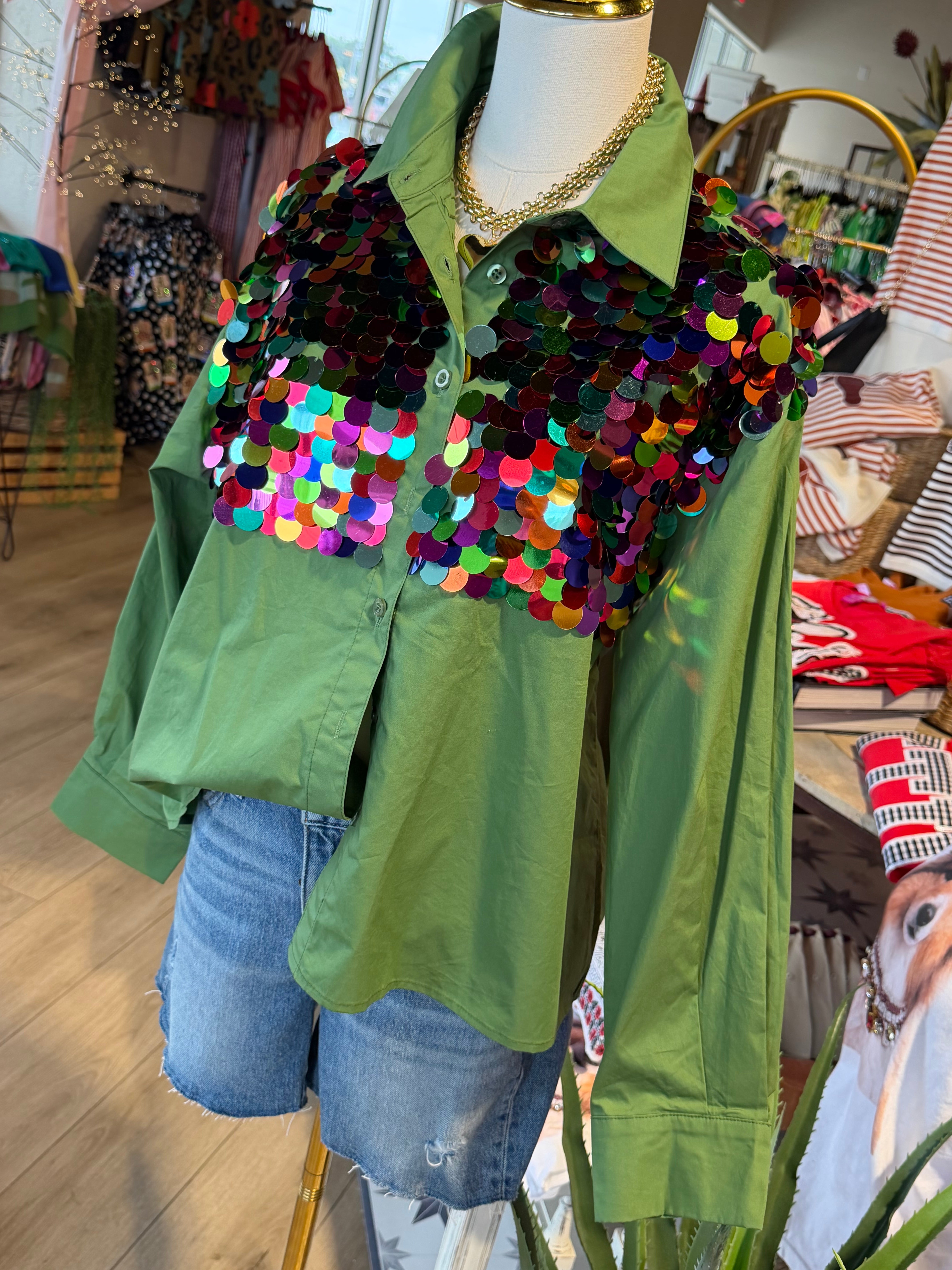 Multi Sequin Paillette Top