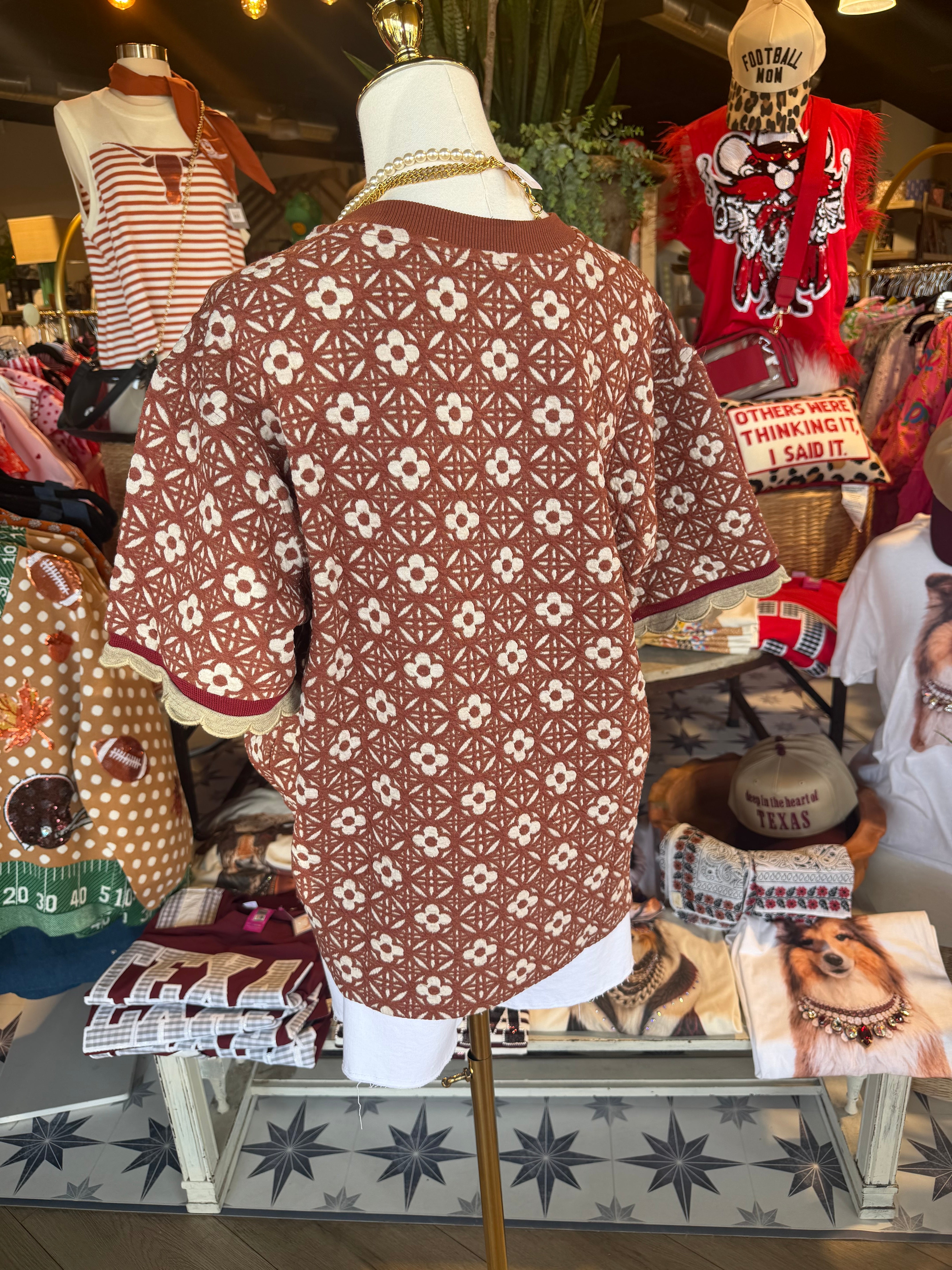 Jacquard Rust Top