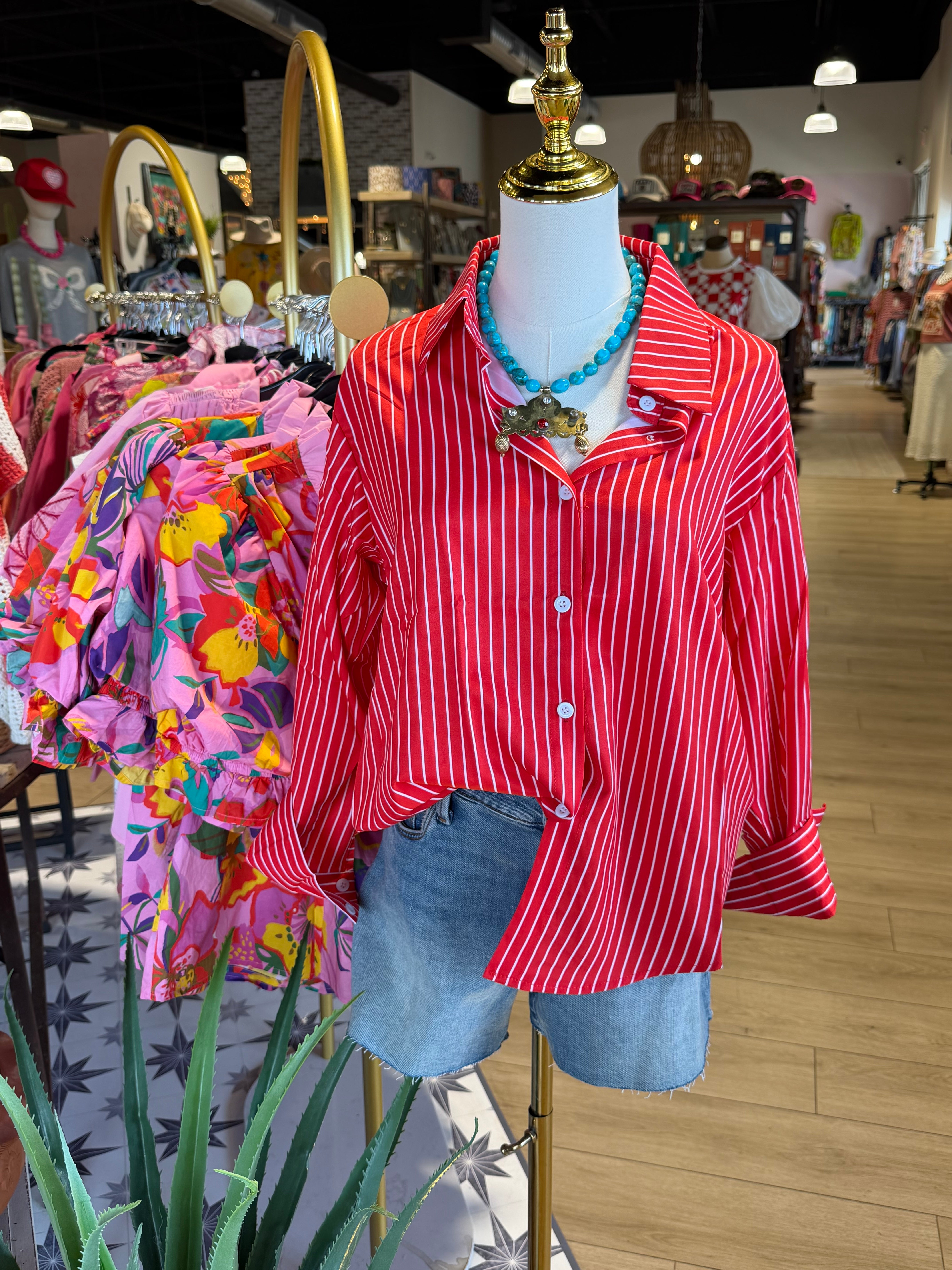 Leah Striped Satin Shirt