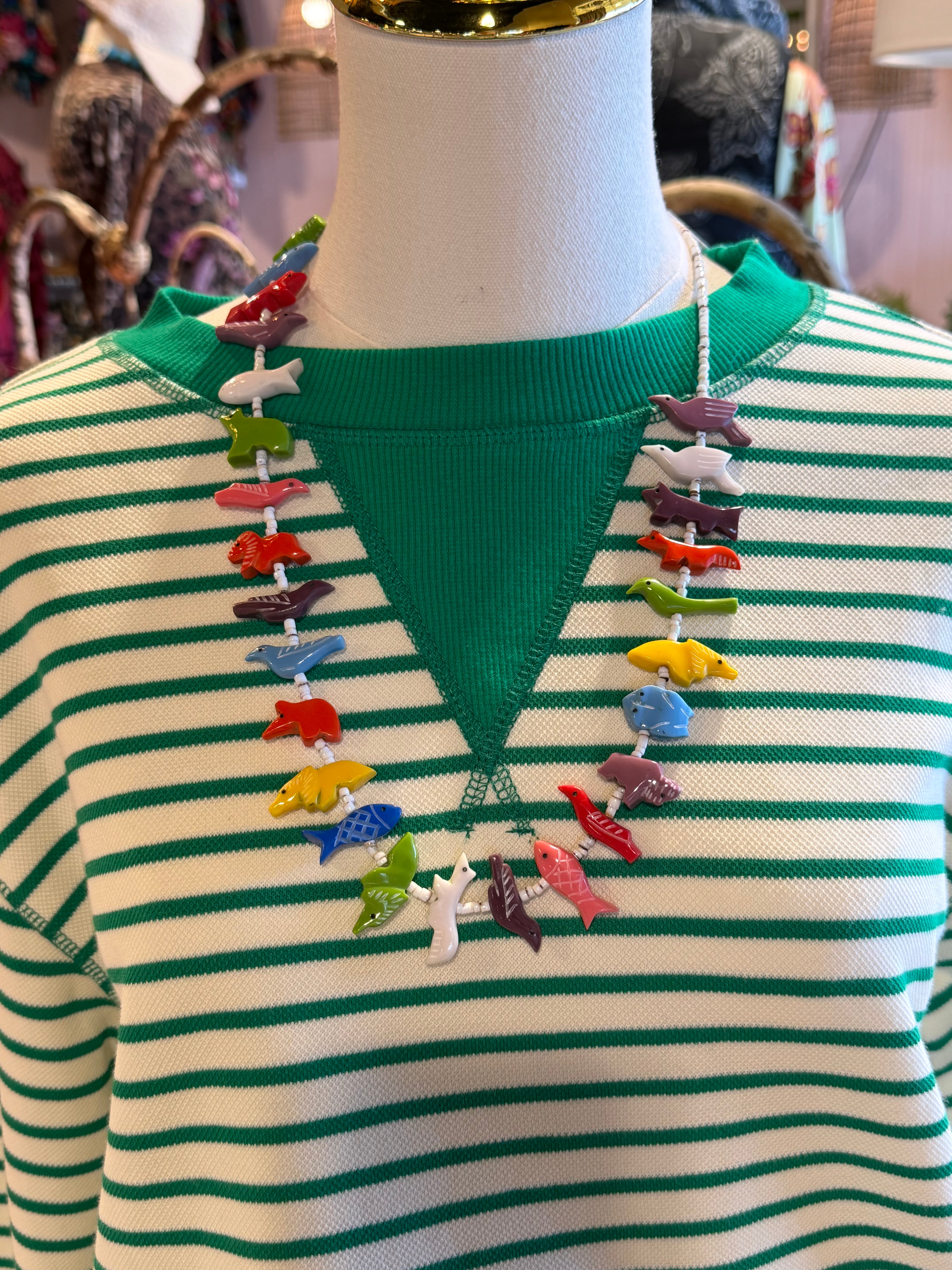 Green Stripe Pullover