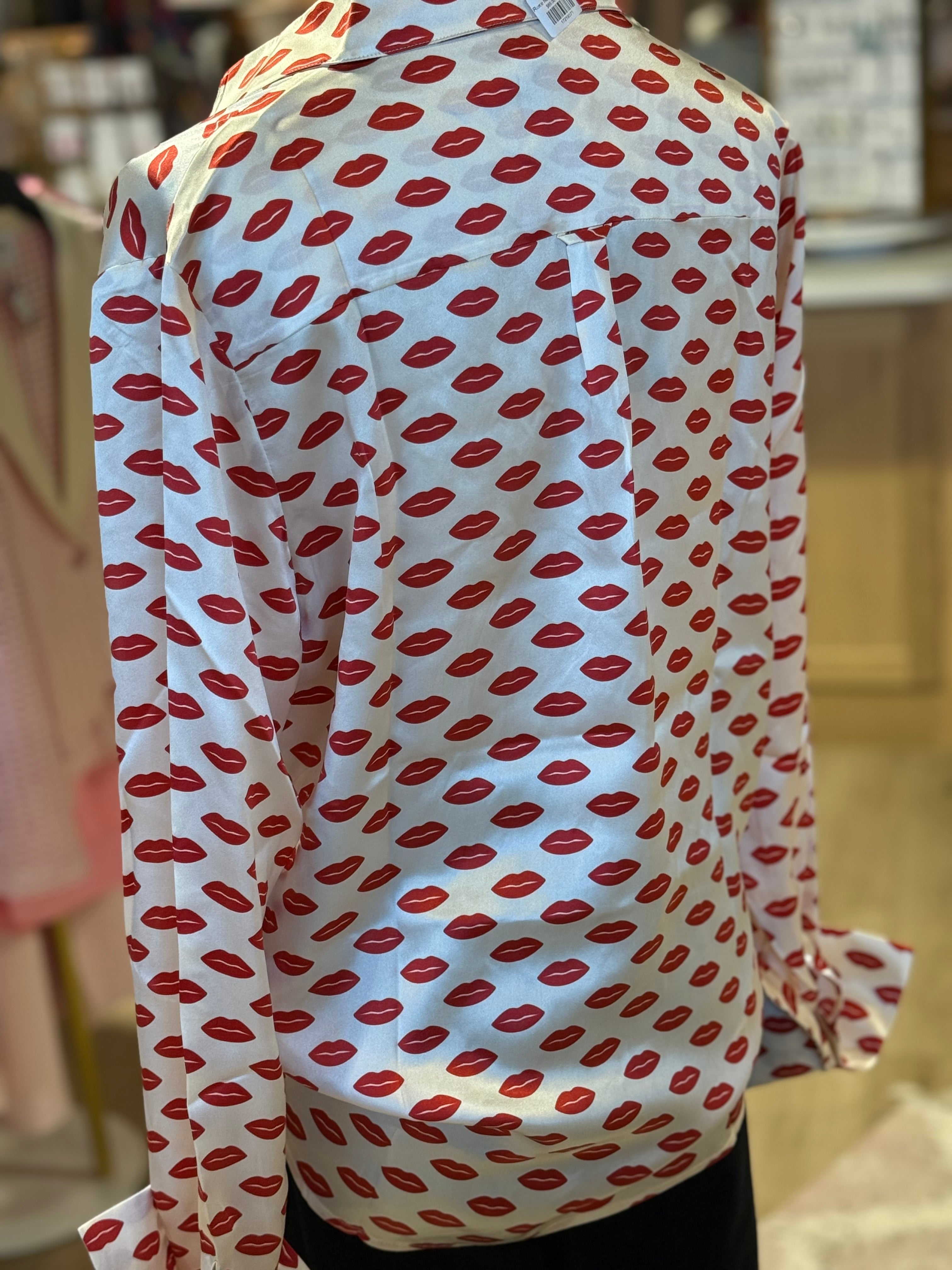 Lip Party Silk Blouse