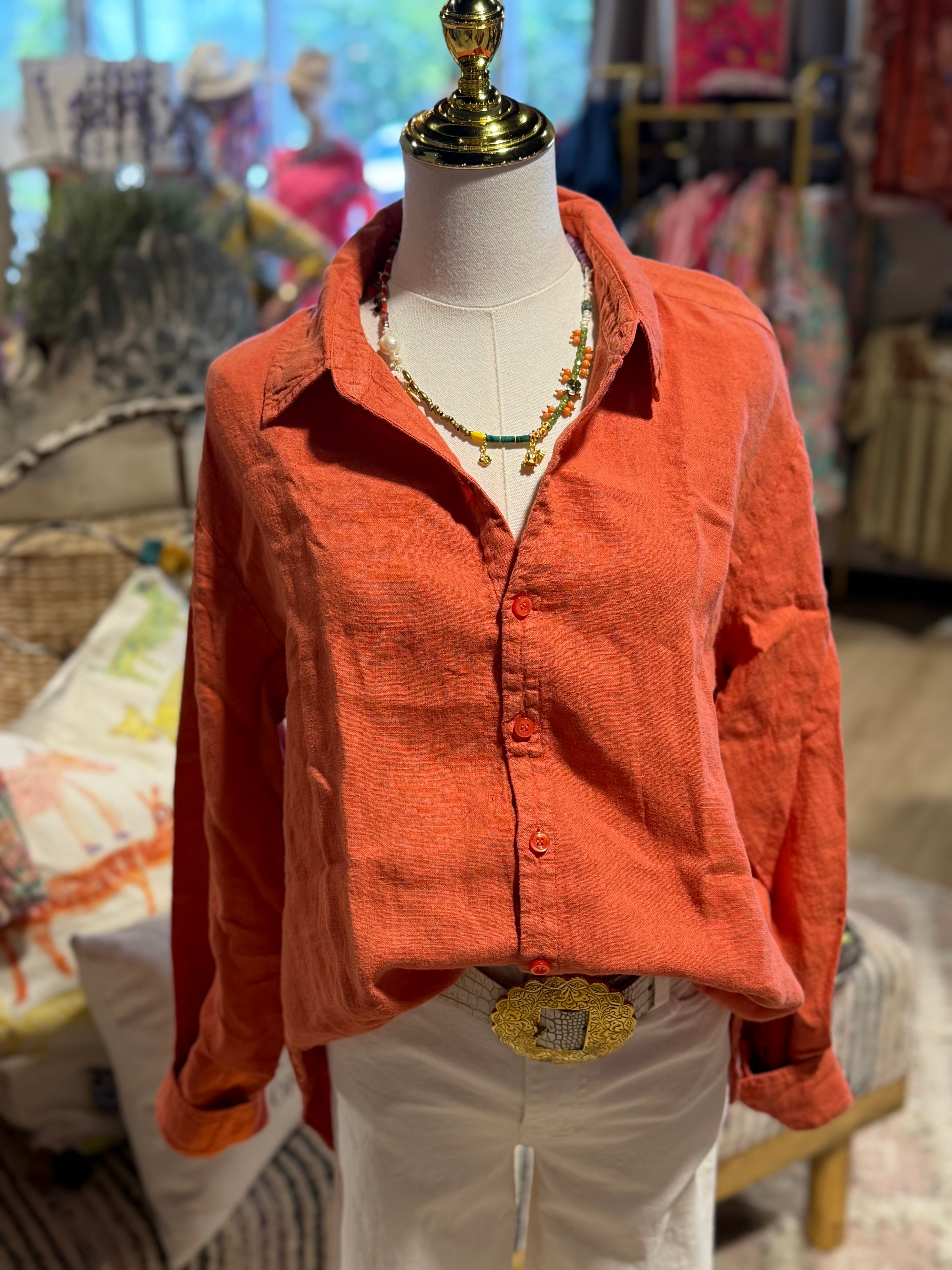 Cecile Linen Top-2 Colors