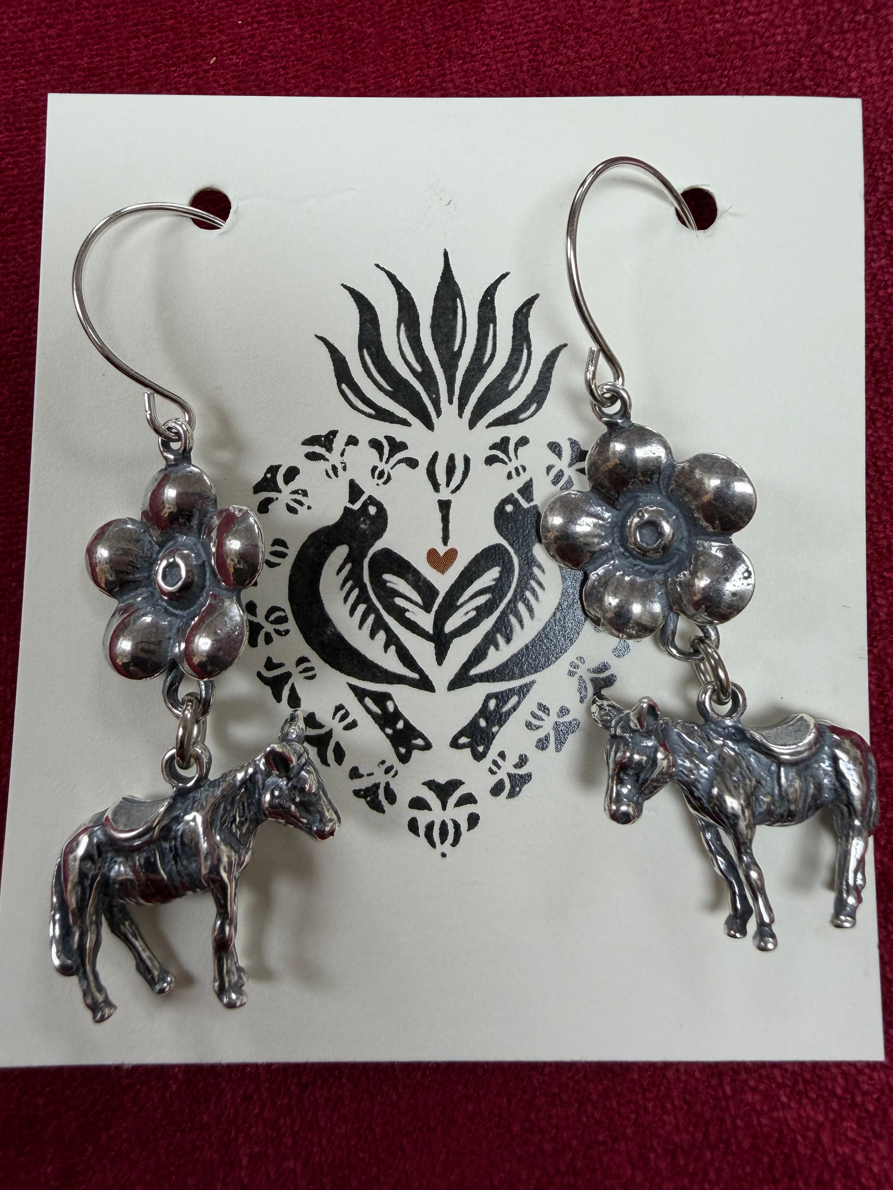 Silver Donkey Earrings