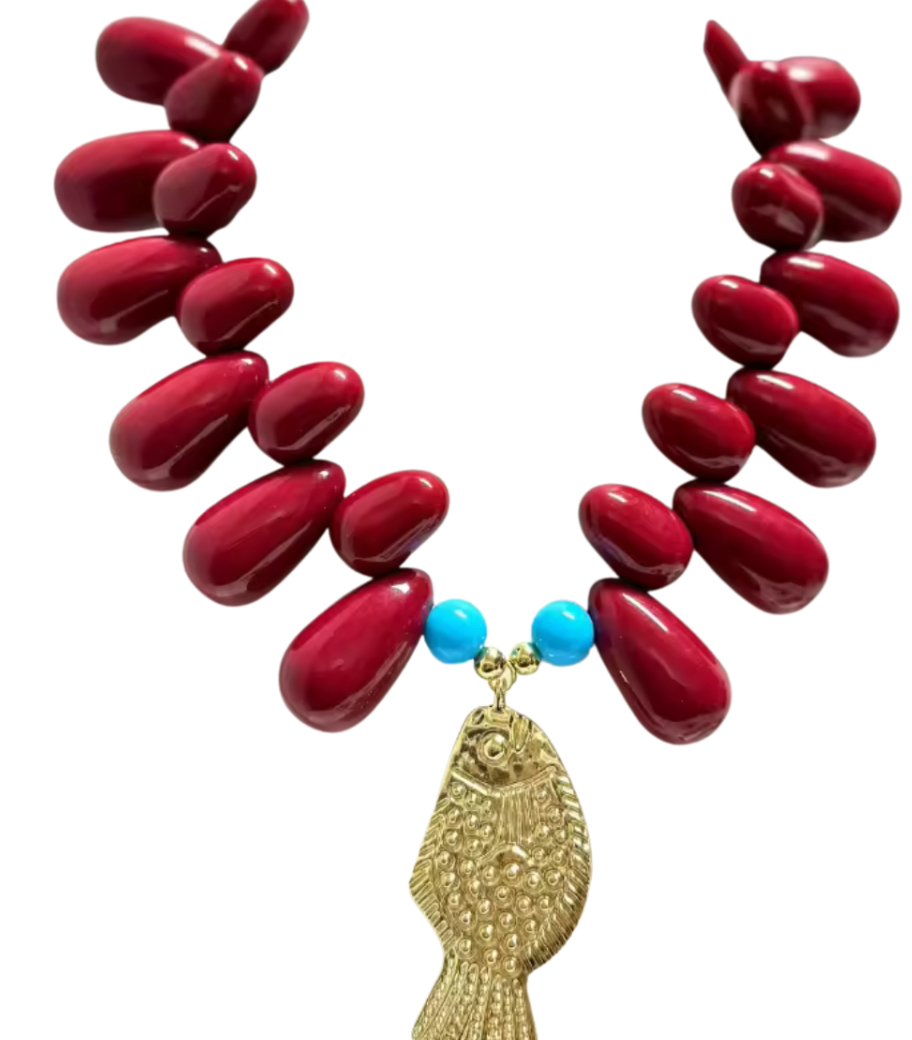 Lucky Fish Beaded Statement Necklace