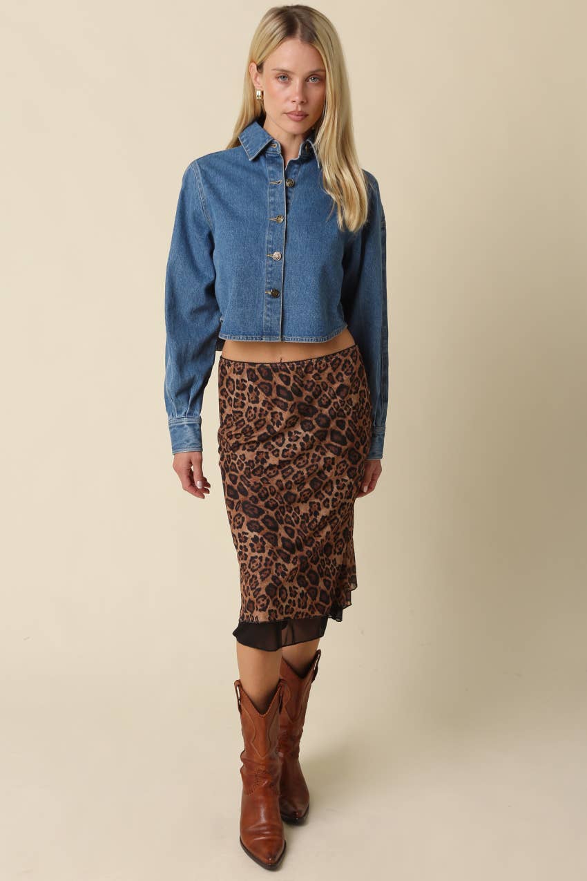 Suzi Leopard Mesh Midi Skirt