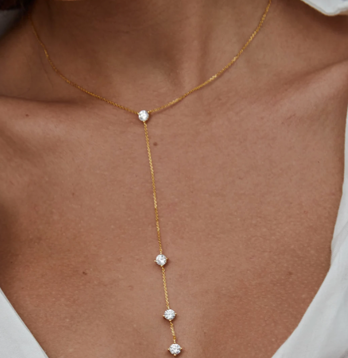 Luster Minimalist Gold Lariat Necklace-