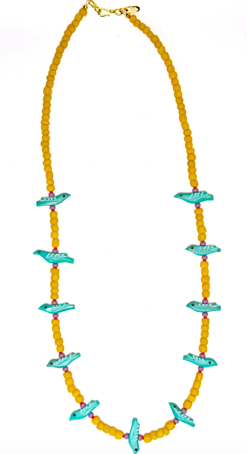 Long Turquoise Bird Necklace