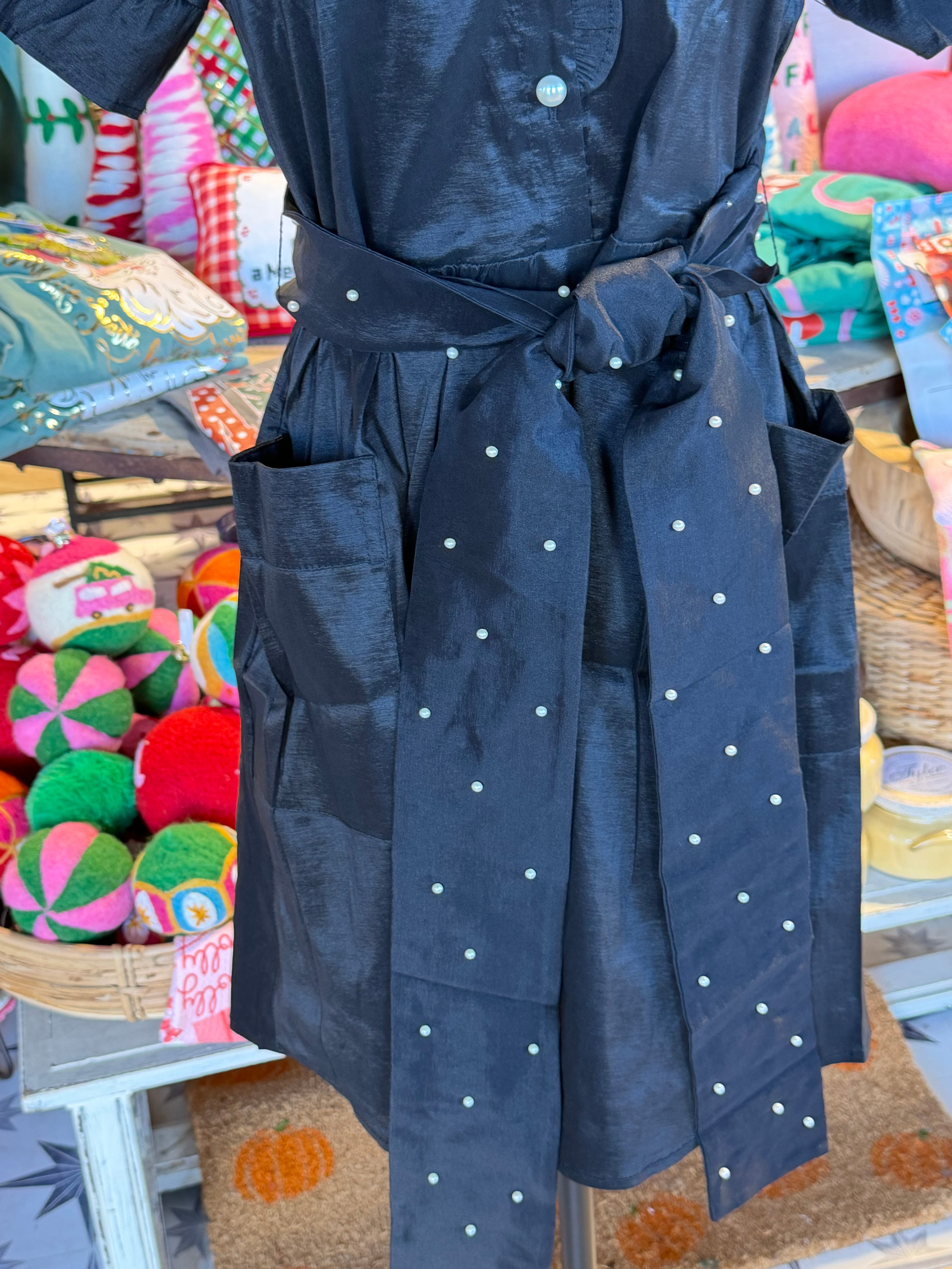 Liv Button Up Pearl Dress