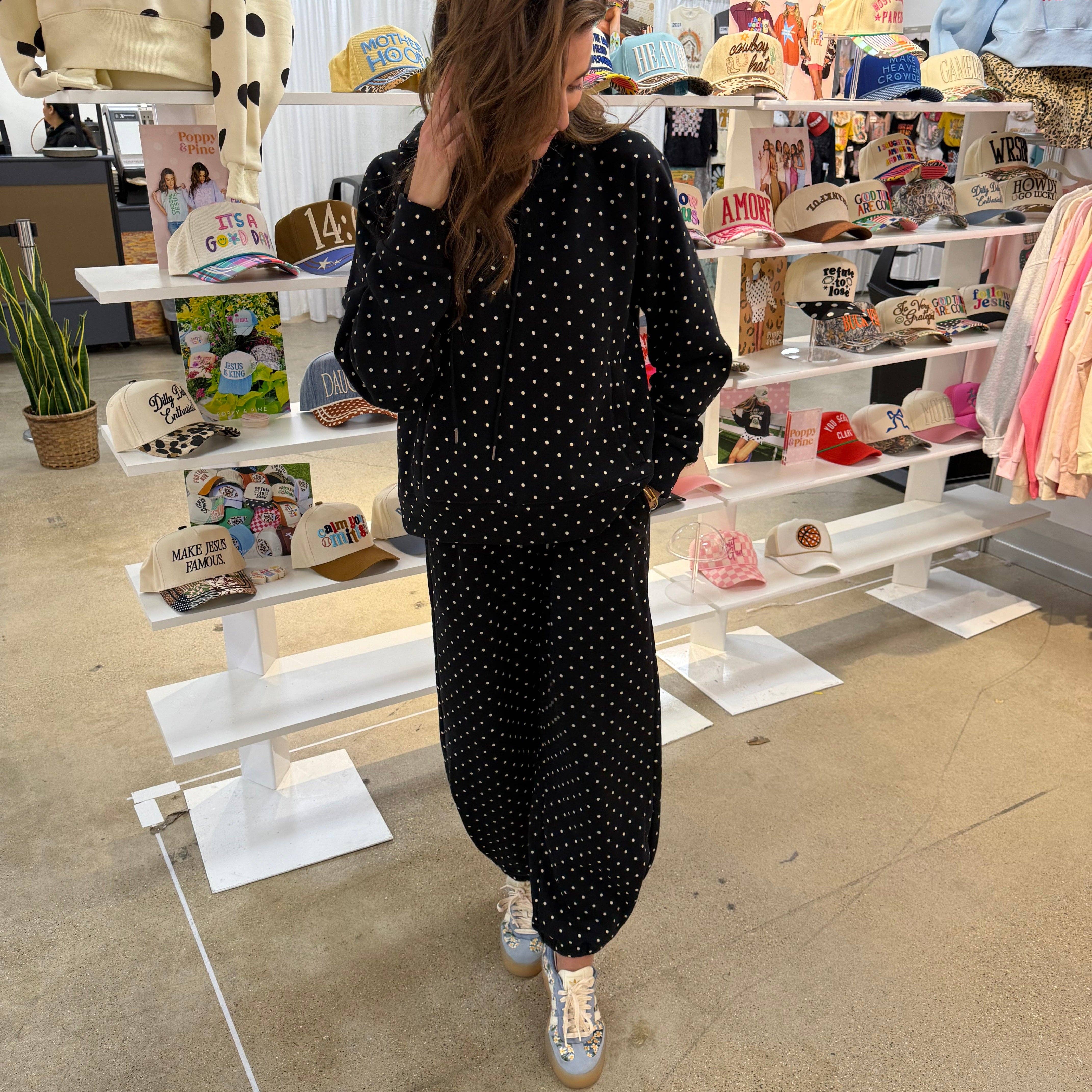 Black Ivory Polka Dot Sweatsuit Set