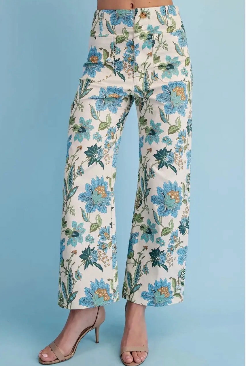 Blue Floral Pants