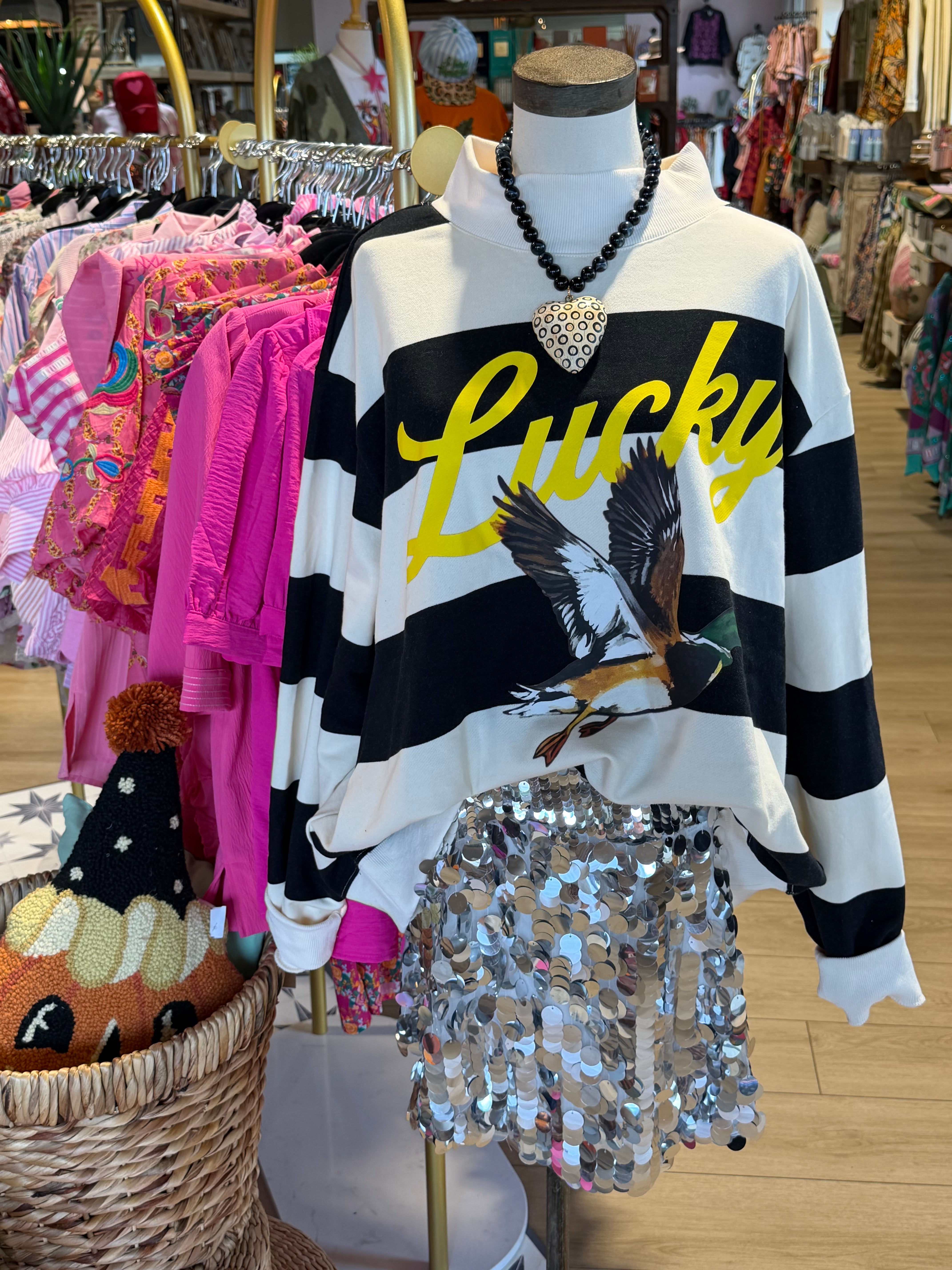 | Lucky Mallard Duck Mock-Neck Sweatshirt