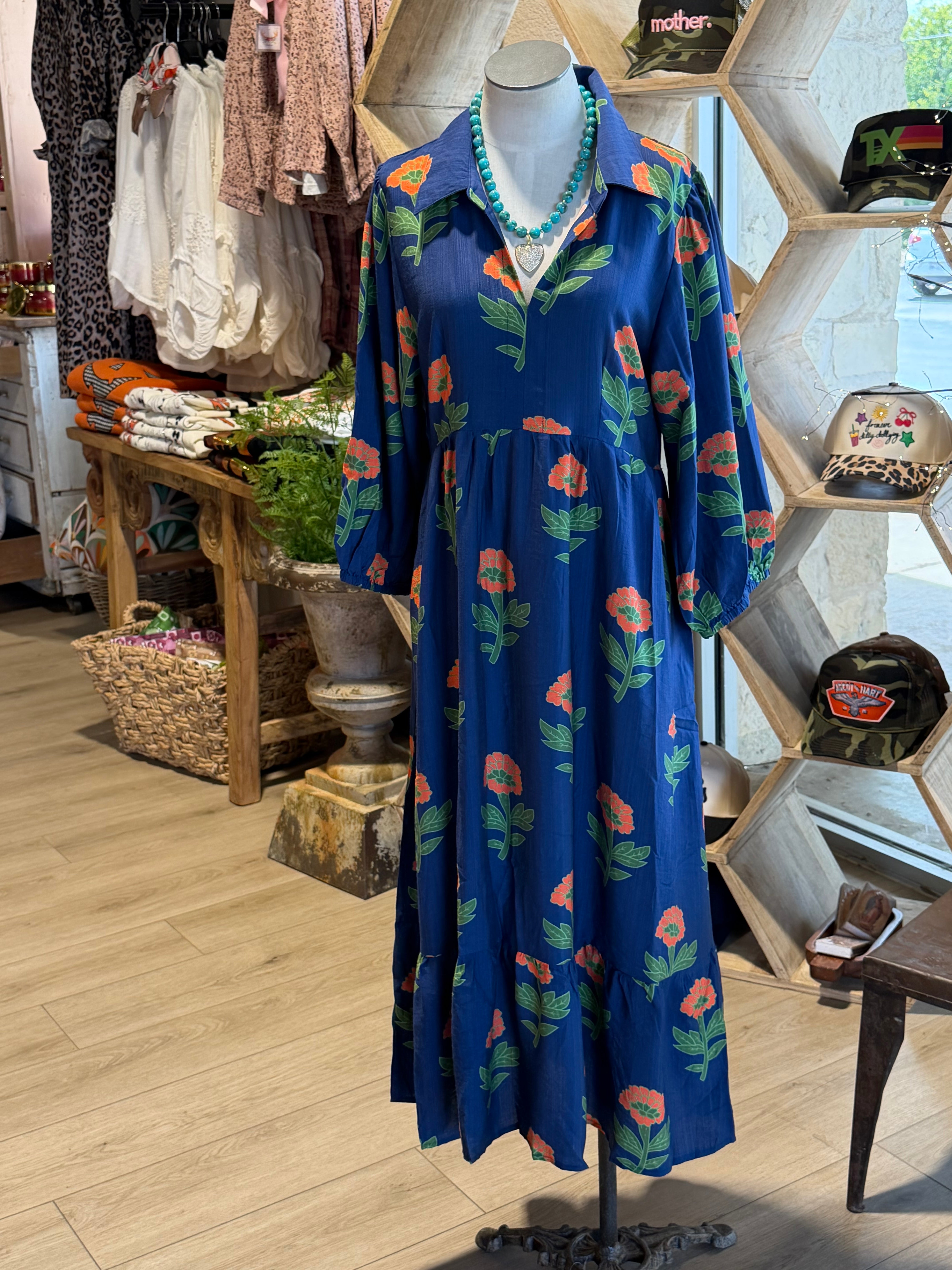 Blue Jay Floral Maxi