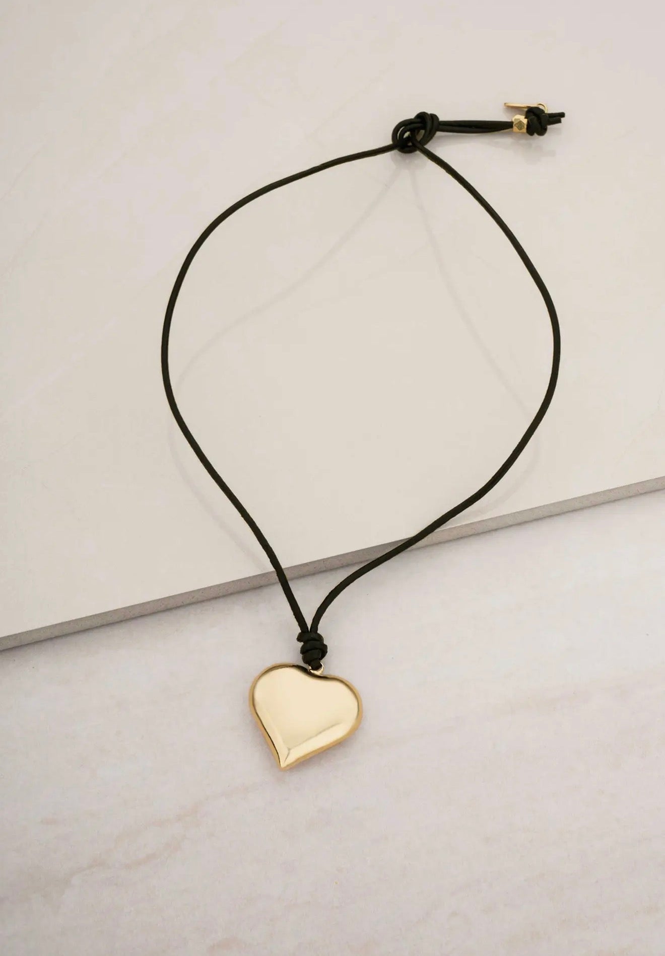 Leather + Heart Necklace