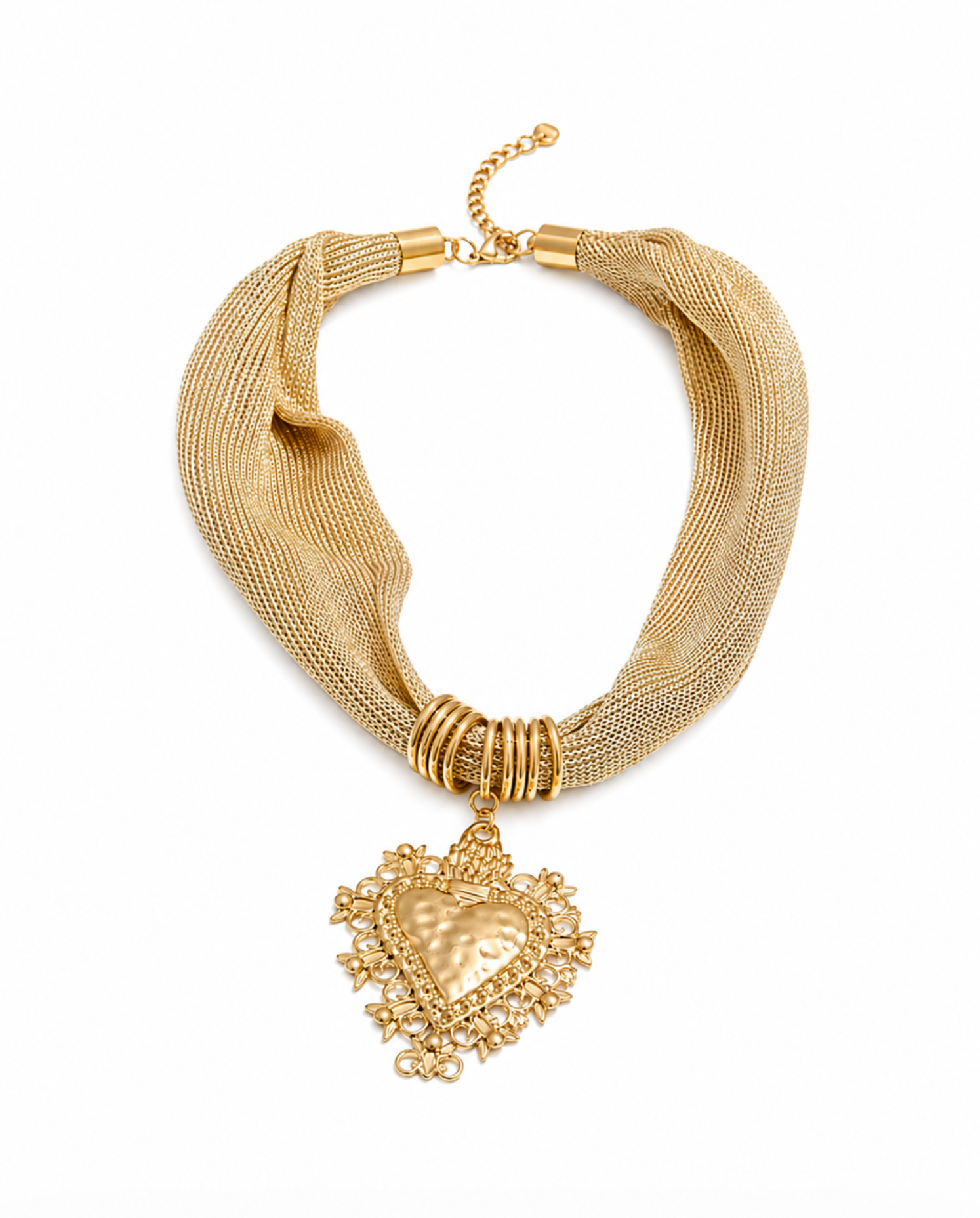 Valencia Heart Mesh Statement Necklace |