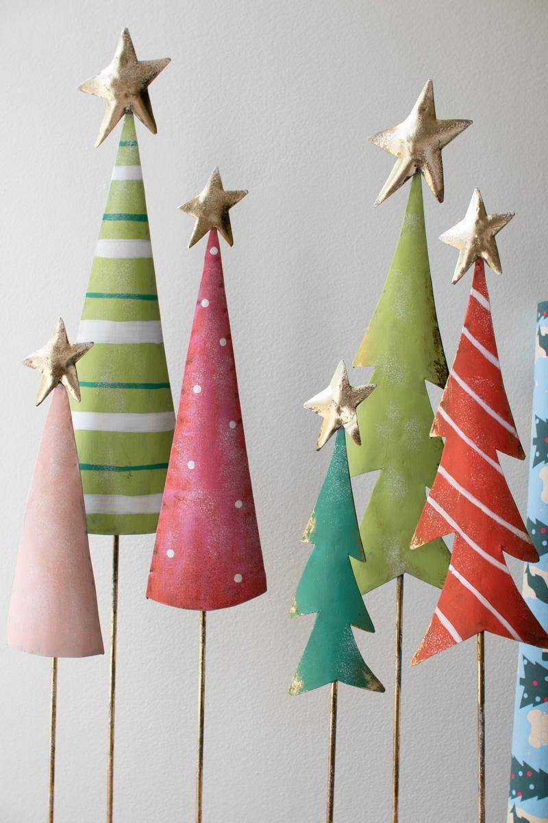 PAINTED METAL CHRISTMAS TREE TRIOS
