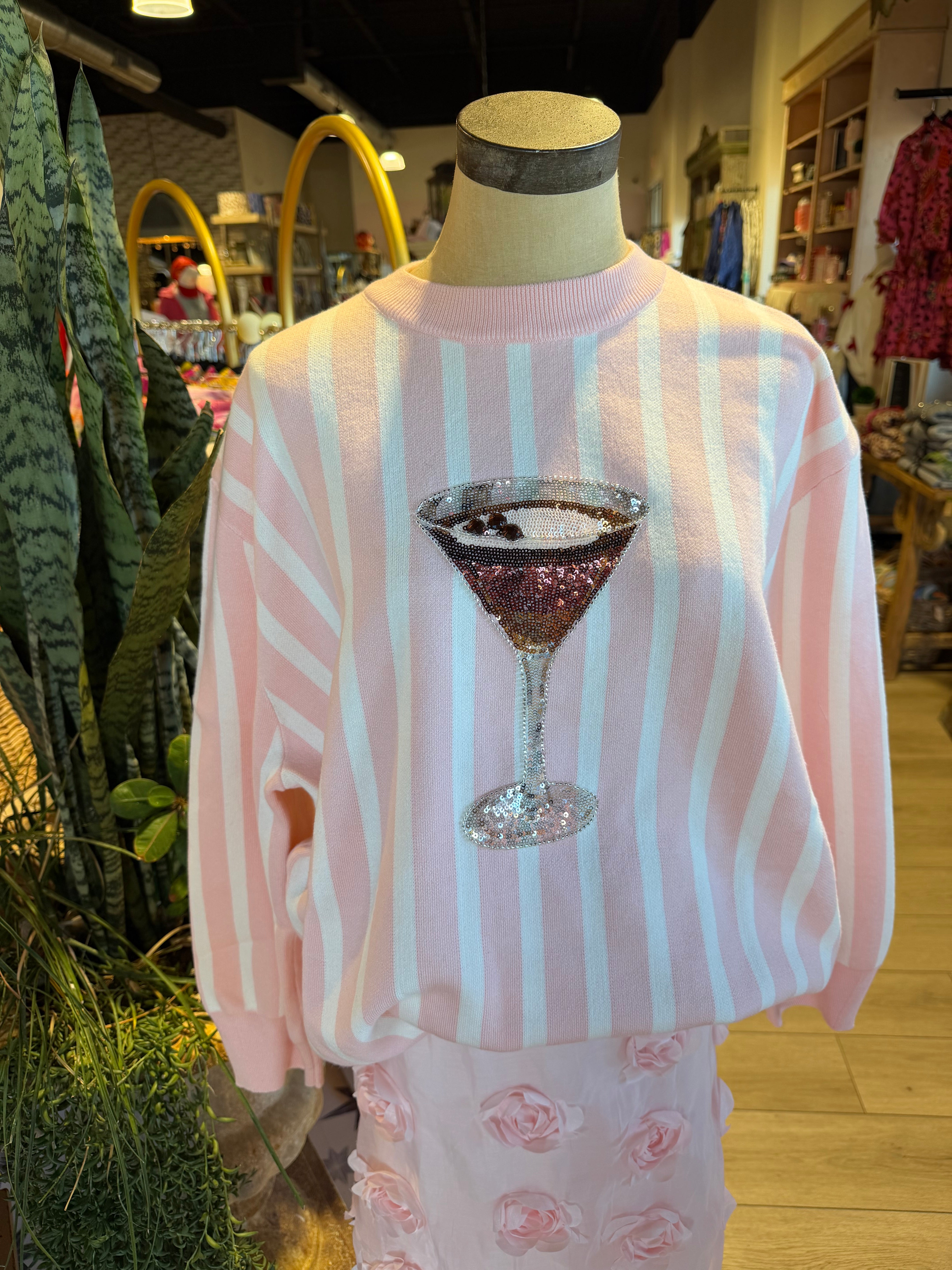 Pink Stripe Espresso Sweater