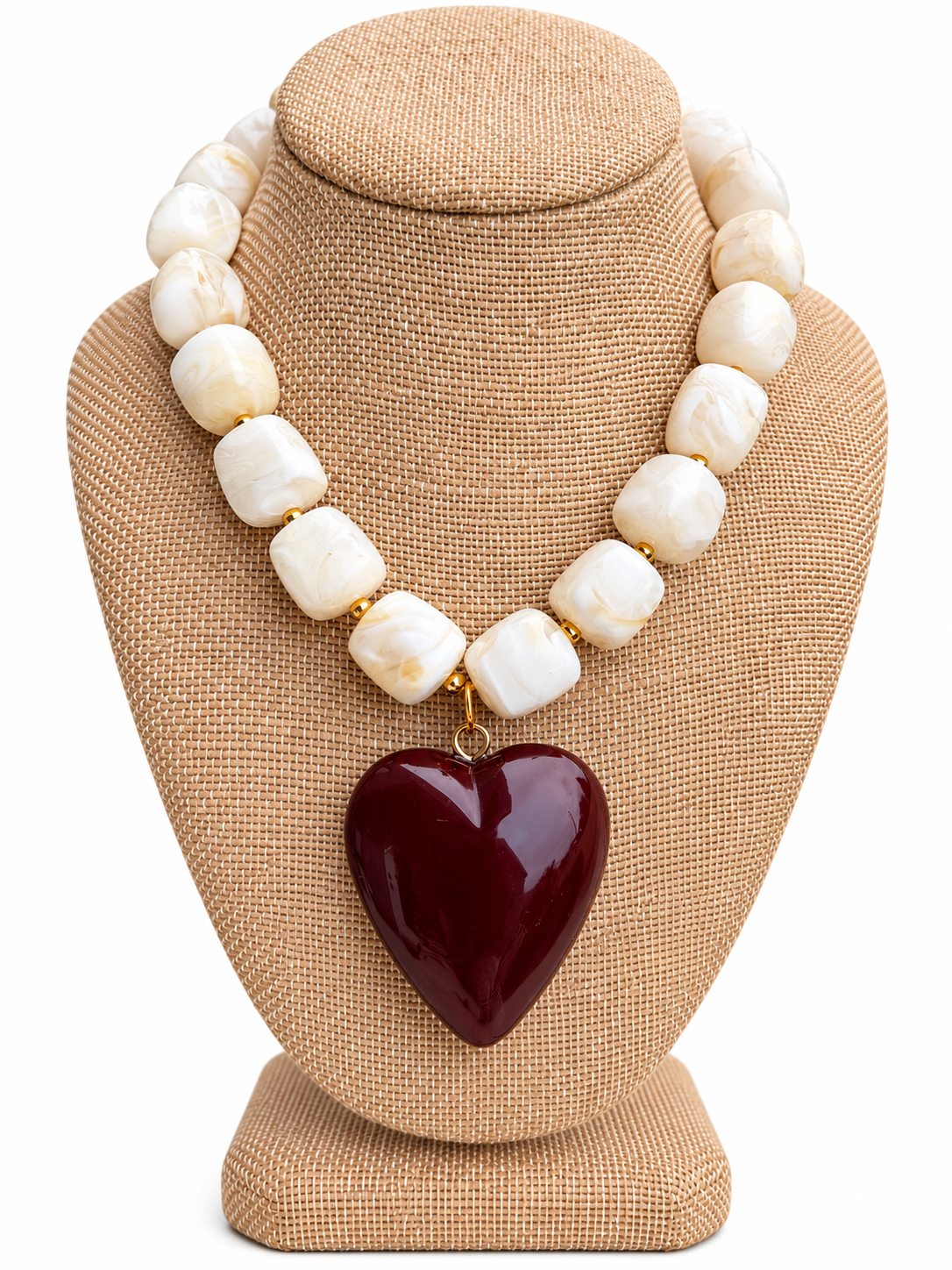 The Ivory & Merlot Heart Necklace