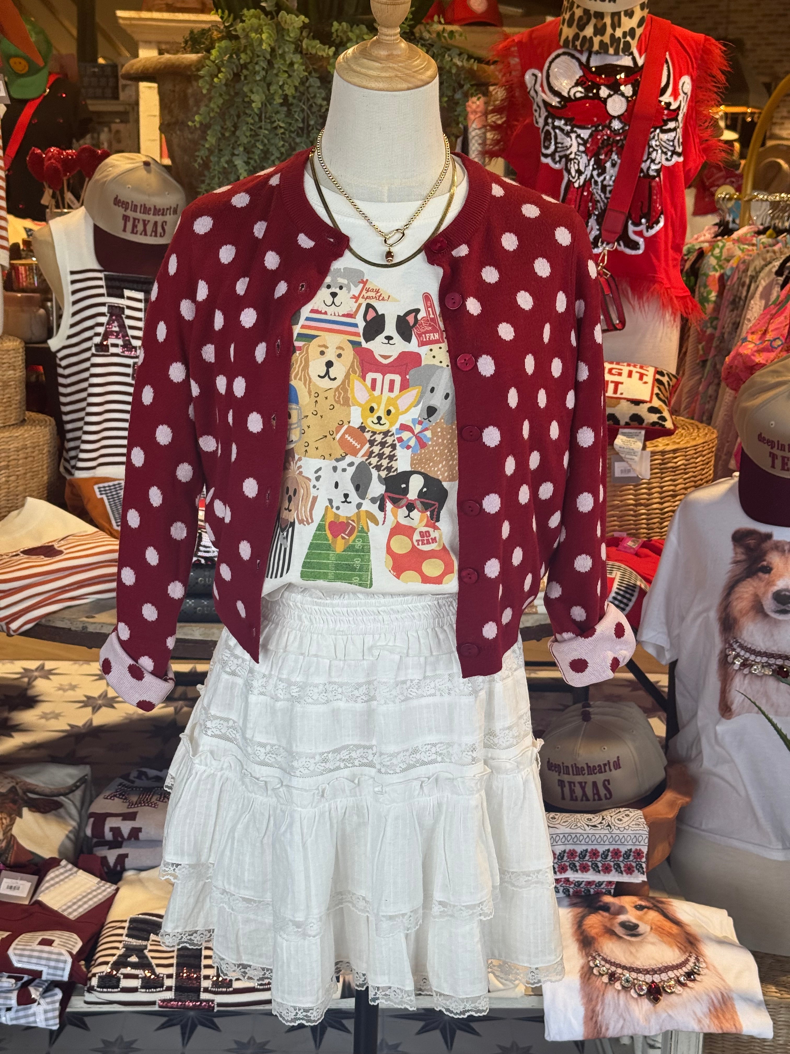 Callie Polka Dot Cropped Cardigan