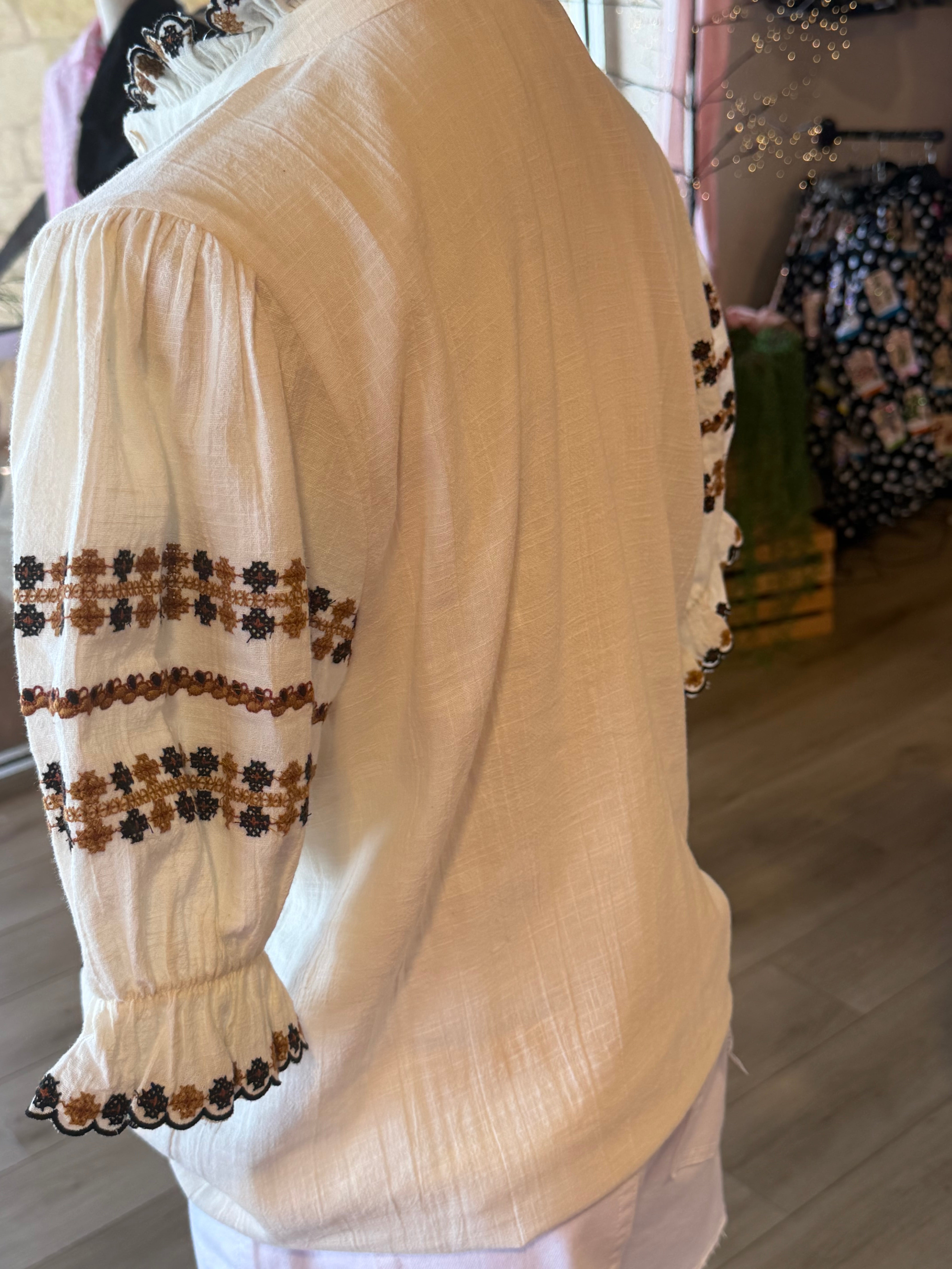 Rows of Em Embroidery Top