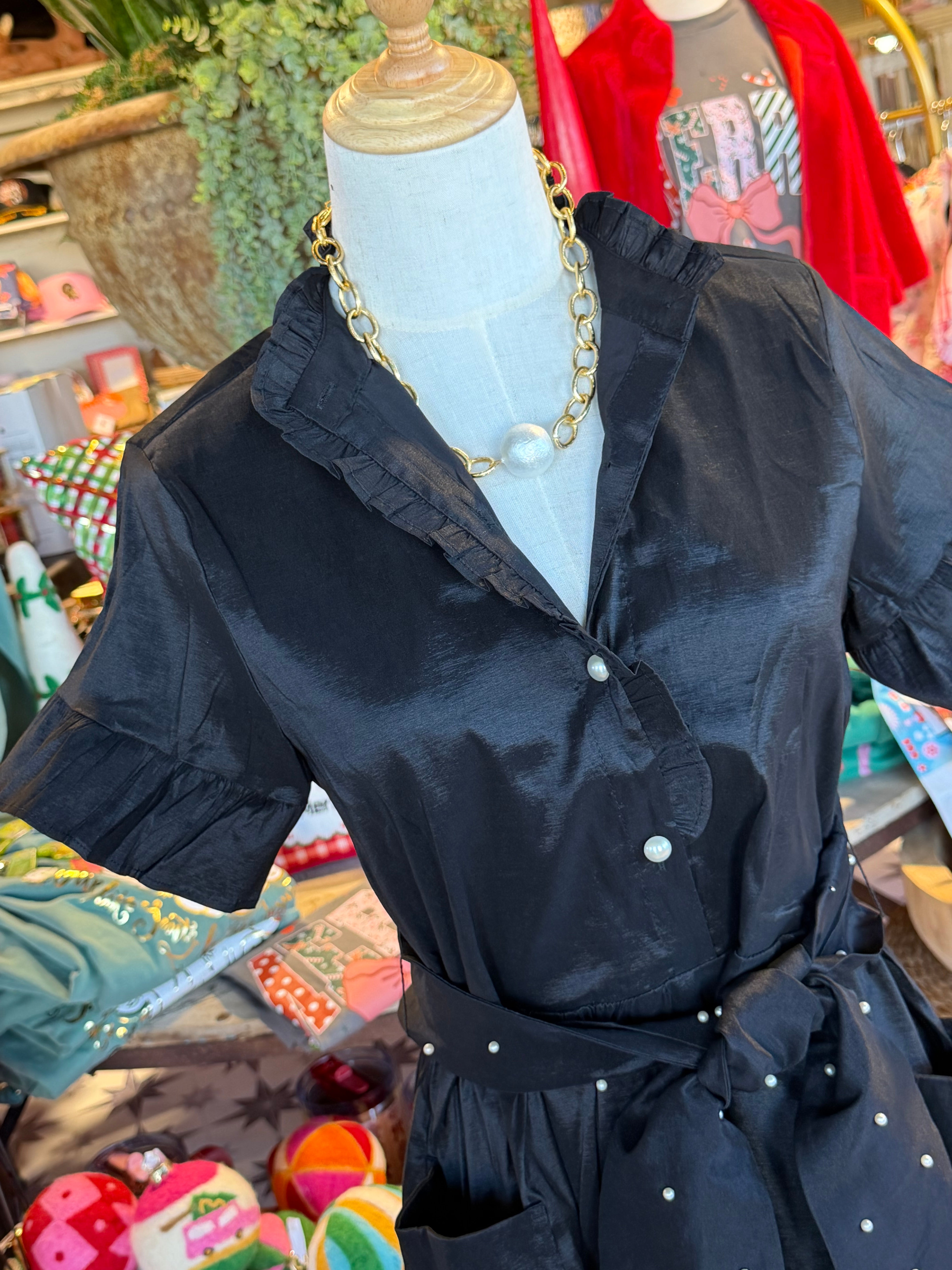 Liv Button Up Pearl Dress