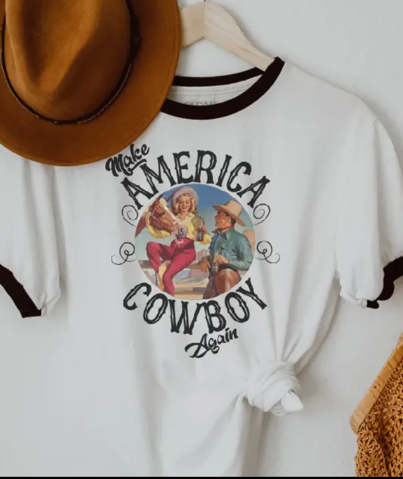 Make American Cowboy Again Ringer Tee