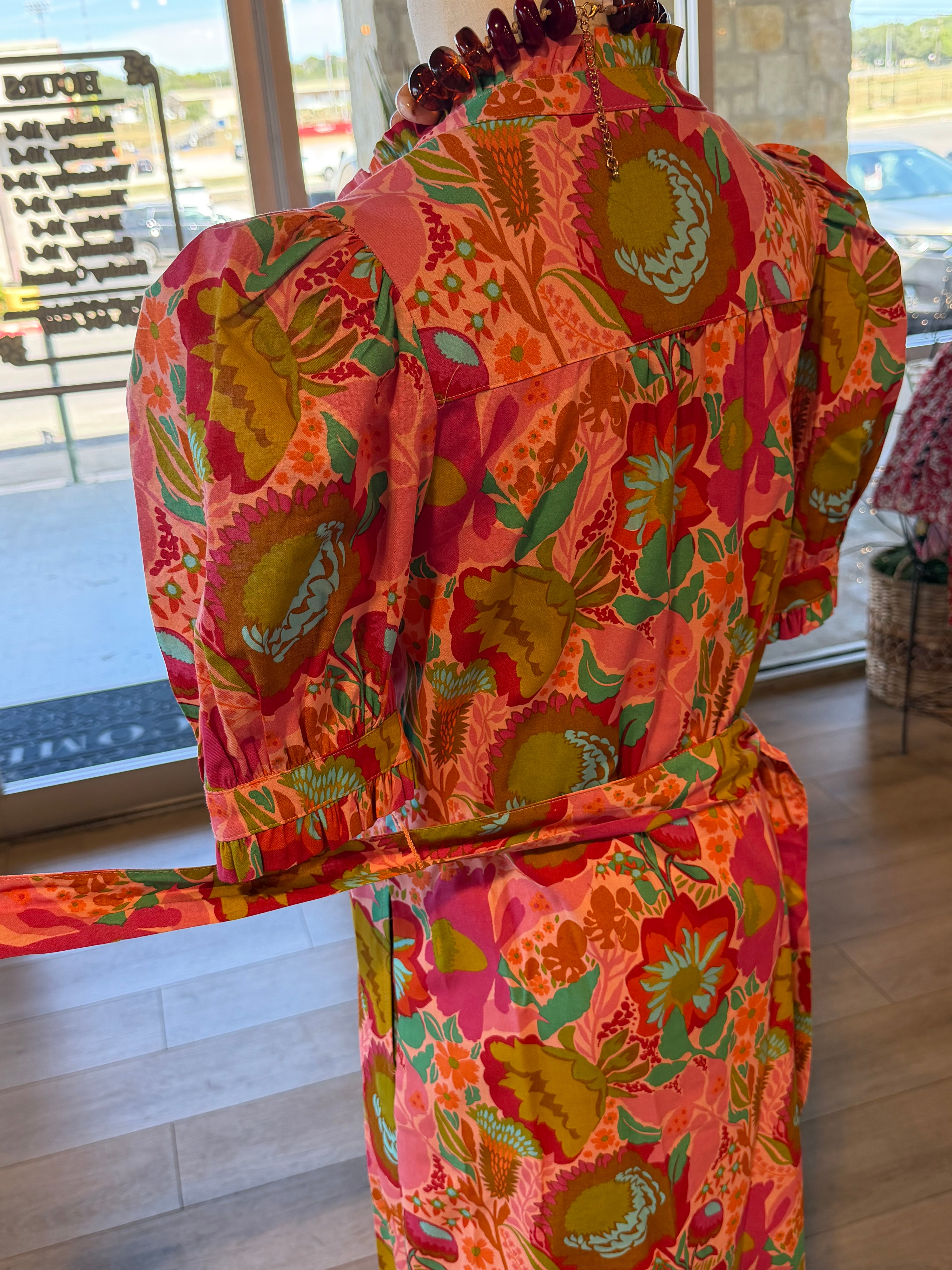 Bouquet Midi Shirt Dress