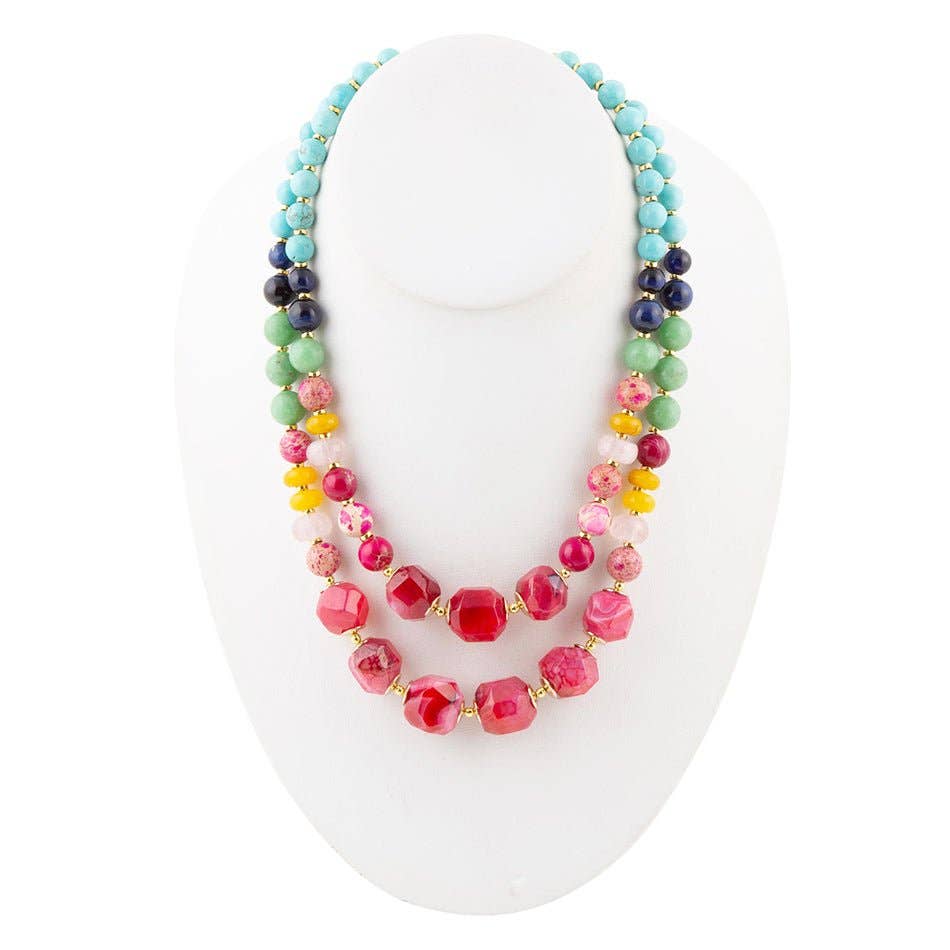 Serape Multi Stone Statement Necklace